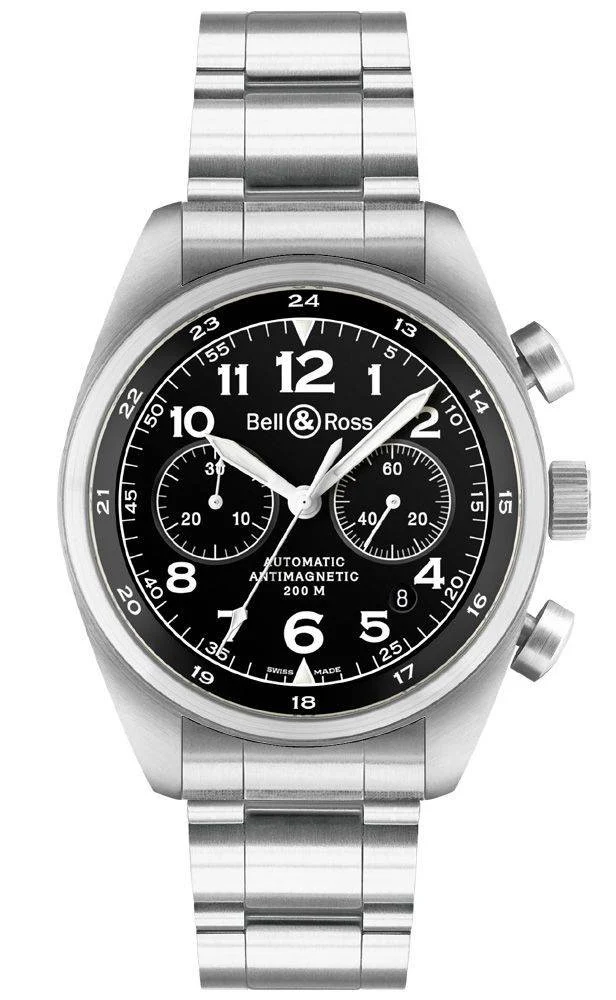 Bell & Ross Vintage 126 XL Steel Bracelet Black Dial D