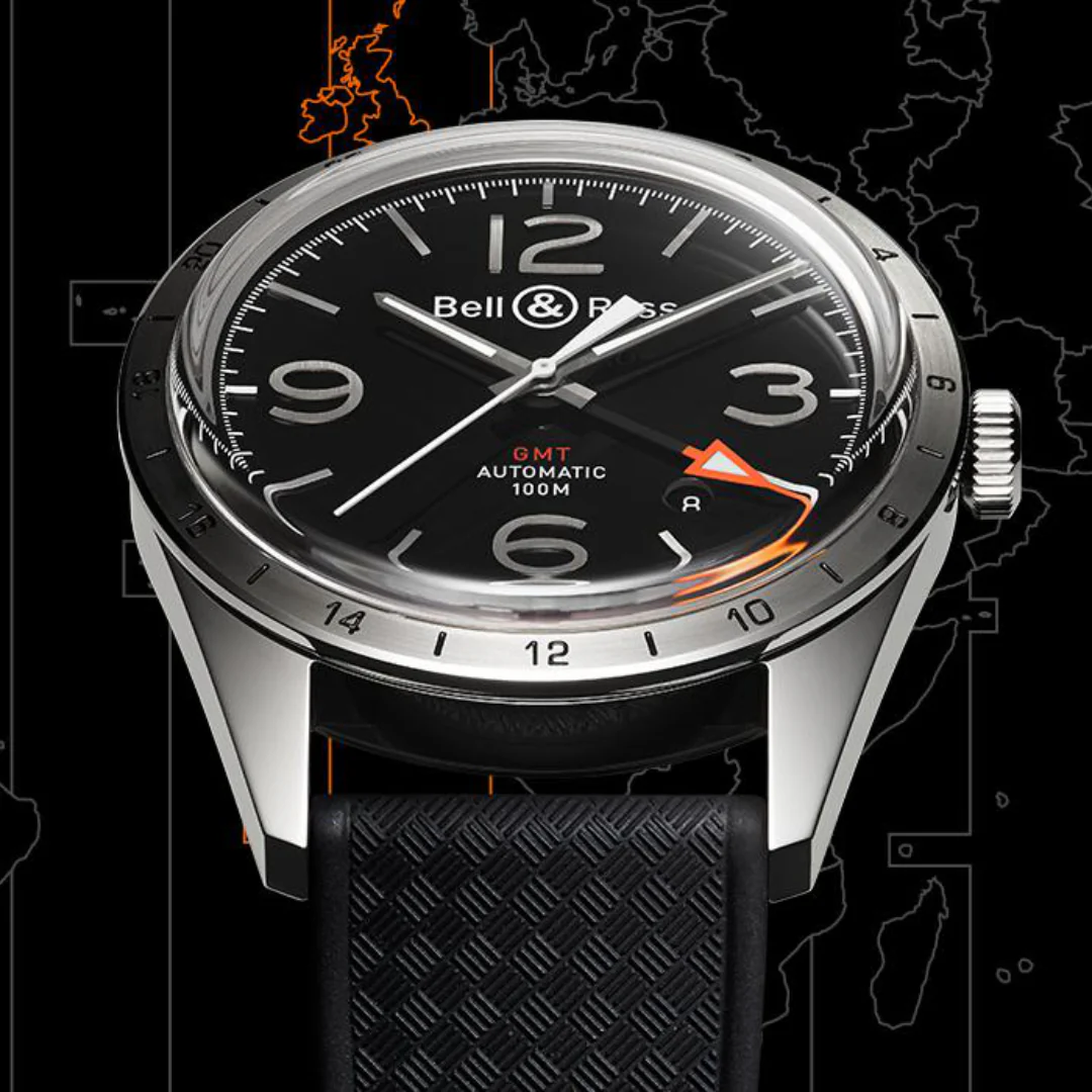 Bell & Ross Watch Vintage BR 123 GMT Officer Rubber - Image 2