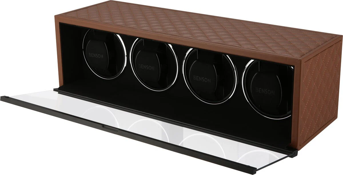 Benson Watch Winder Quad Swiss Series 4.20 Light Brown Leather