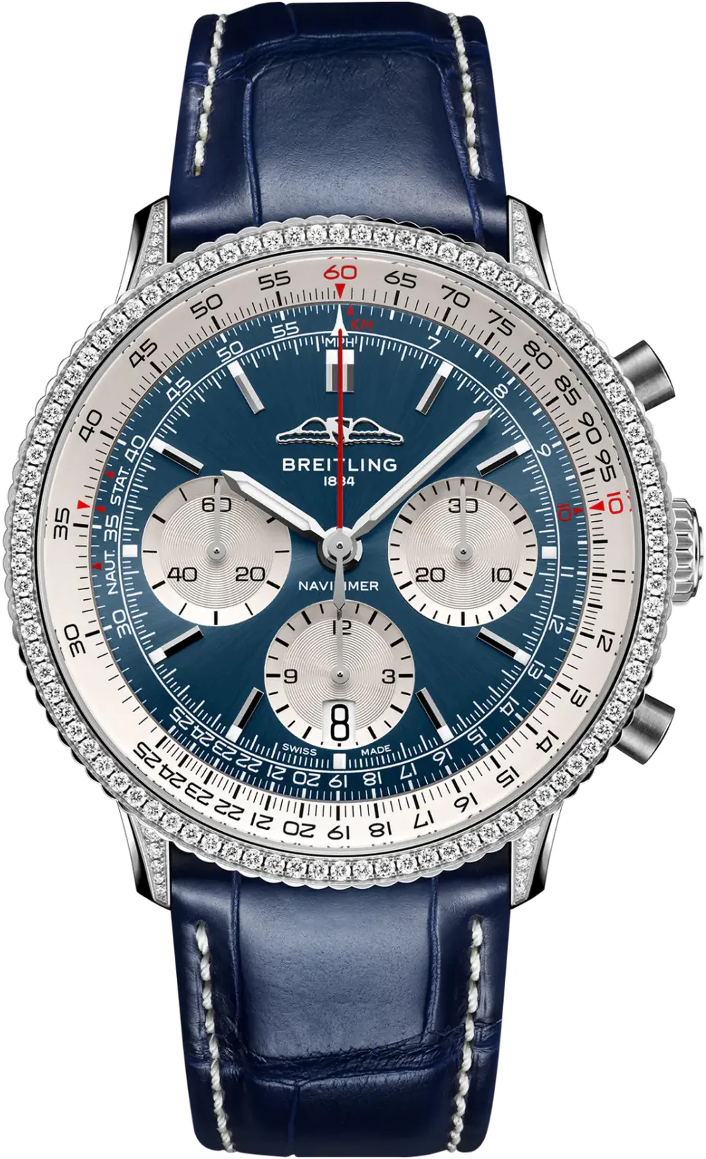 Breitling Navitimer Chronograph 41mm Mens Watch White Eyed Blue Watch
