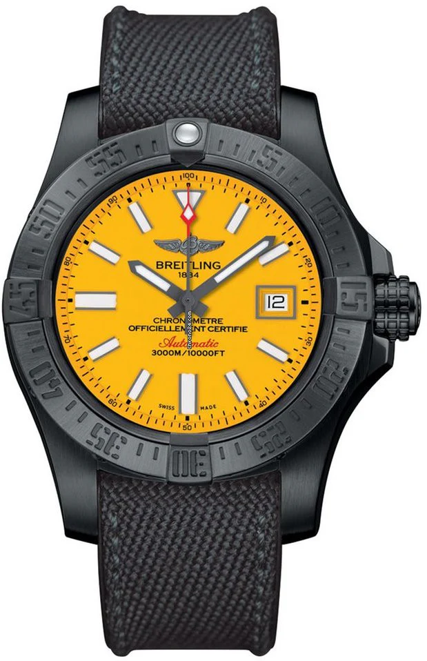 Breitling Watch Avenger II Seawolf Blacksteel Cobra Yellow