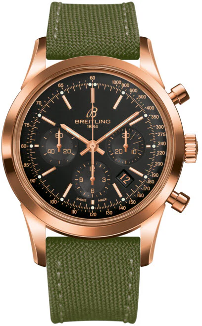 Breitling Watch Transocean Chronograph Black Red Gold