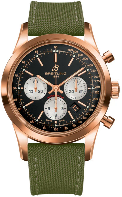 Breitling Watch Transocean Chronograph Black Red Gold