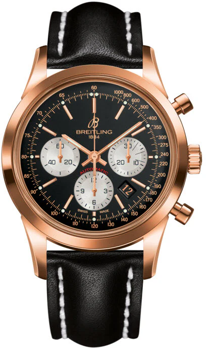 Breitling Watch Transocean Chronograph Black Red Gold