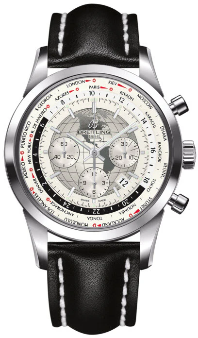 Breitling Watch Transocean Chronograph Unitime Polar White