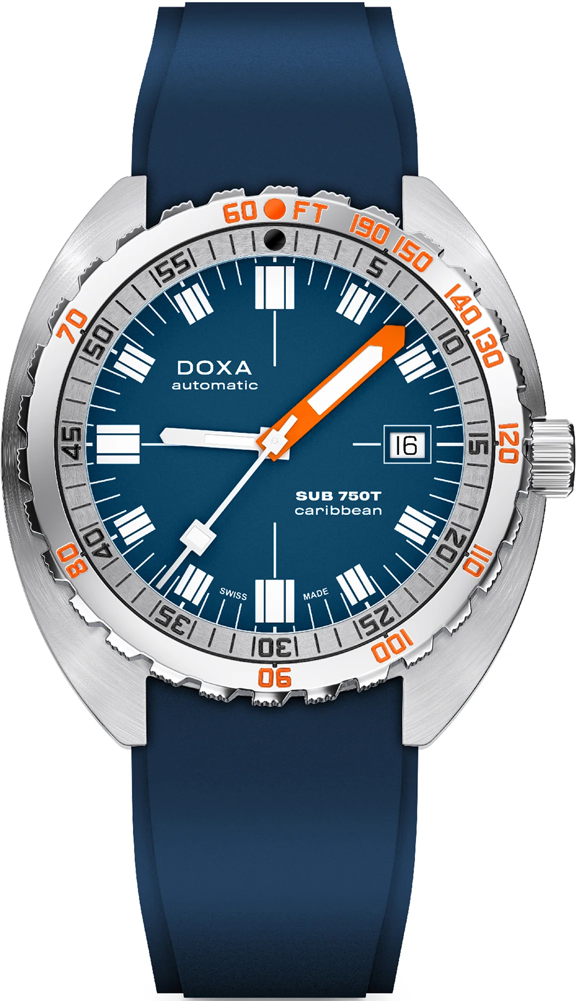 Doxa Sub 750T Caribbean Blue Rubber Watch