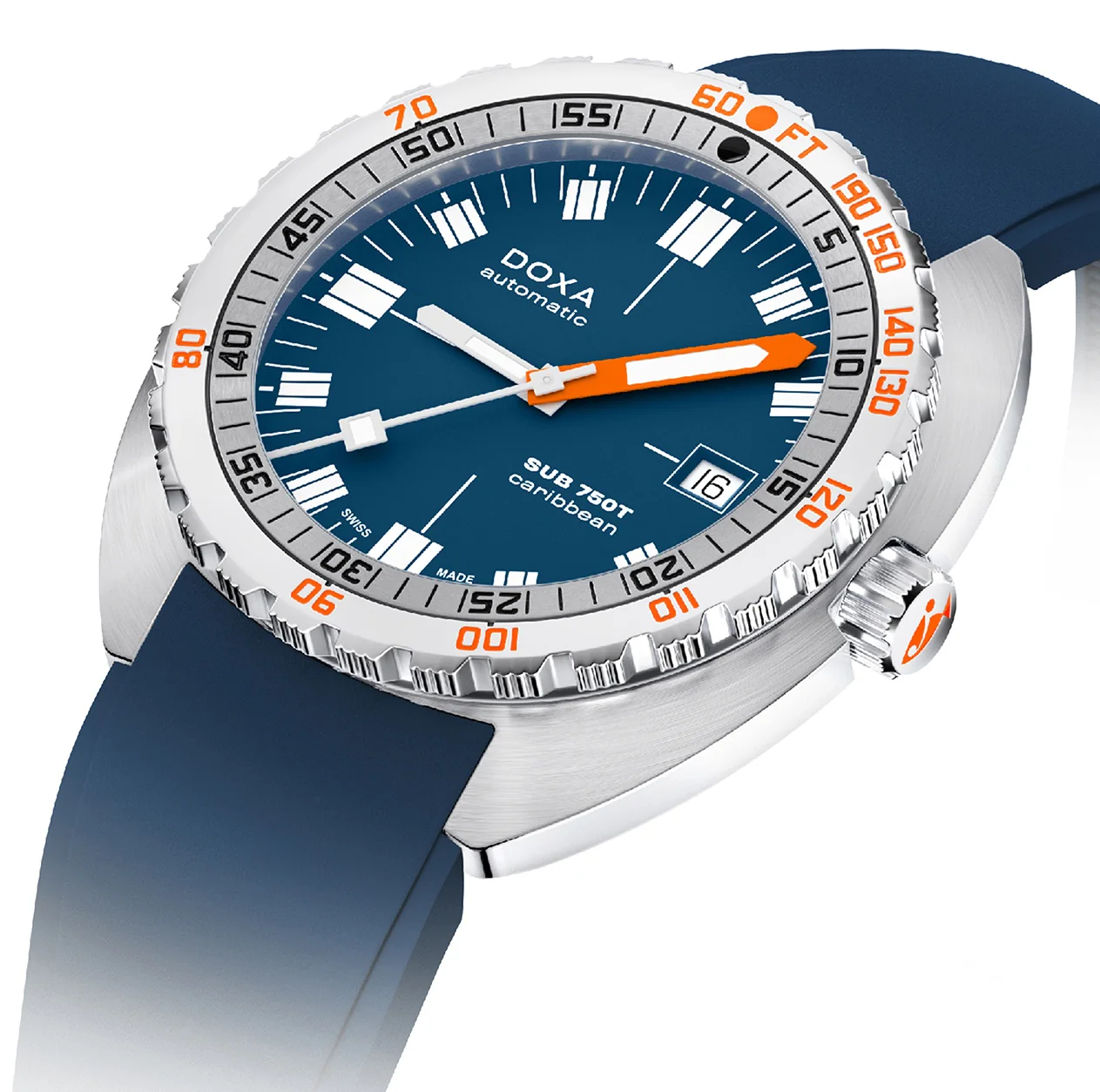 Doxa Sub 750T Caribbean Blue Rubber Watch - Image 2