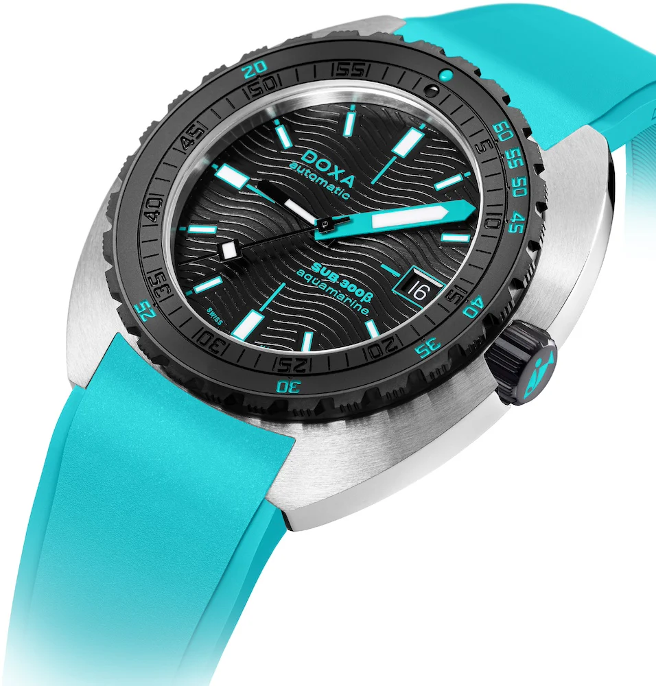 Doxa SUB 300 Beta Ceramic Steel Aquamarine Rubber Turquoise Watch - Image 2
