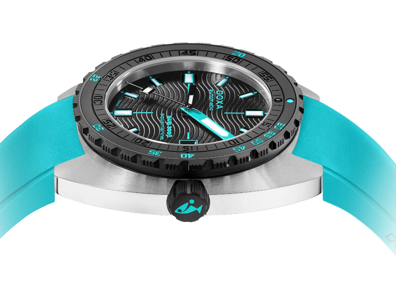 Doxa SUB 300 Beta Ceramic Steel Aquamarine Rubber Turquoise Watch - Image 3