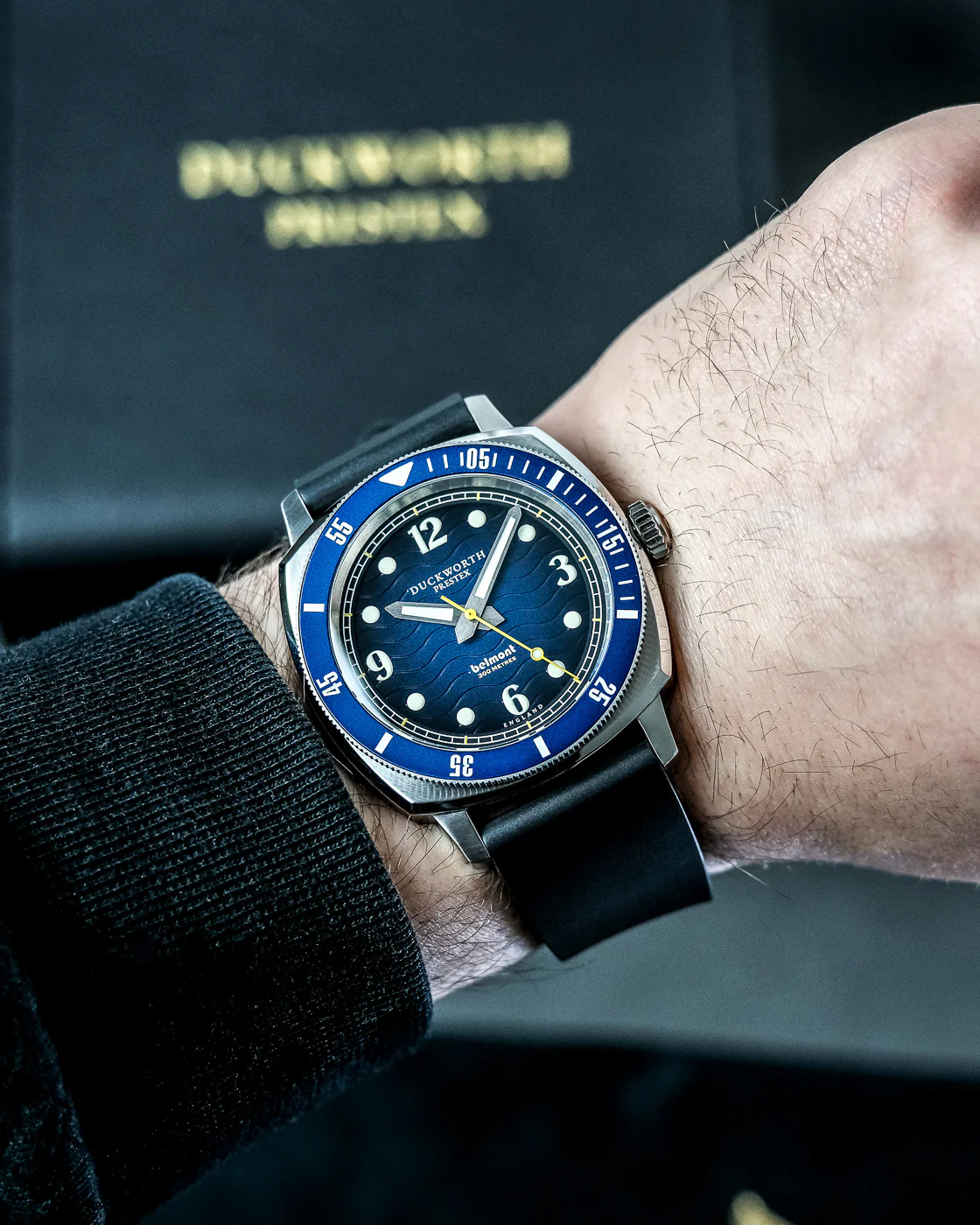 Duckworth Prestex Belmont Dive Blue Black Rubber Watch - Image 4