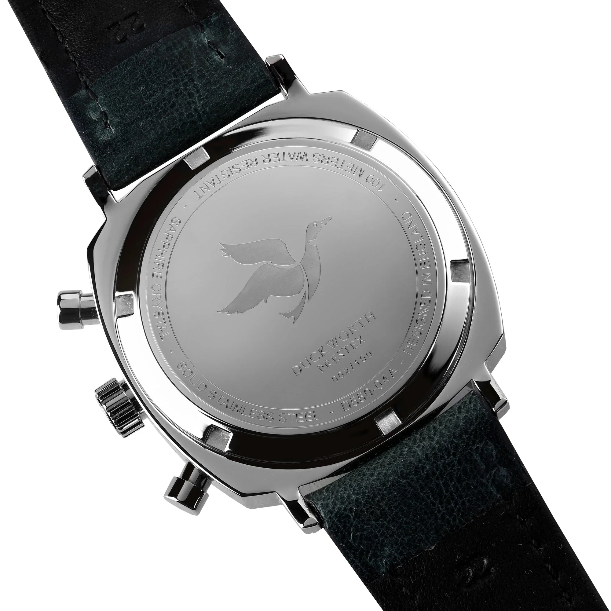 Duckworth Prestex Chronograph 42 Black Sunburst Tan Leather Watch - Image 3