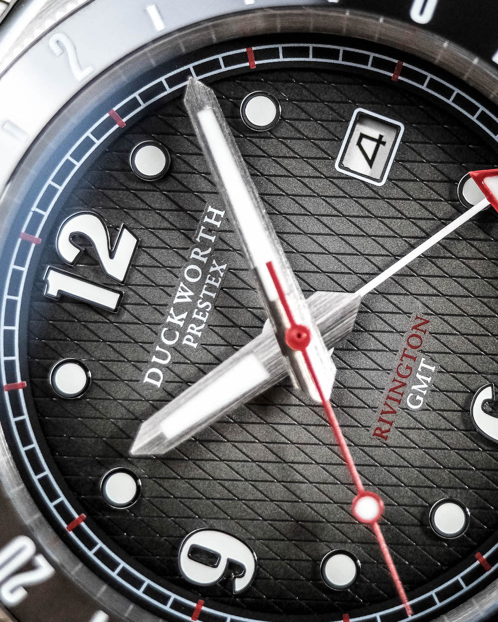 Duckworth Prestex Rivington GMT Black Grey Fume Steel Bracelet Watch - Image 3