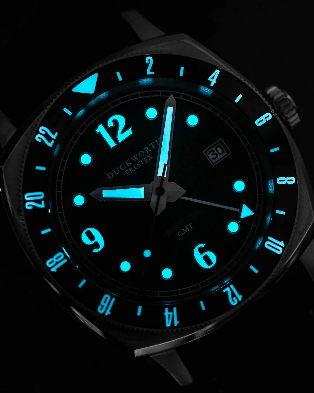 Duckworth Prestex Rivington GMT Blue Fume Blue Rubber Watch - Image 2