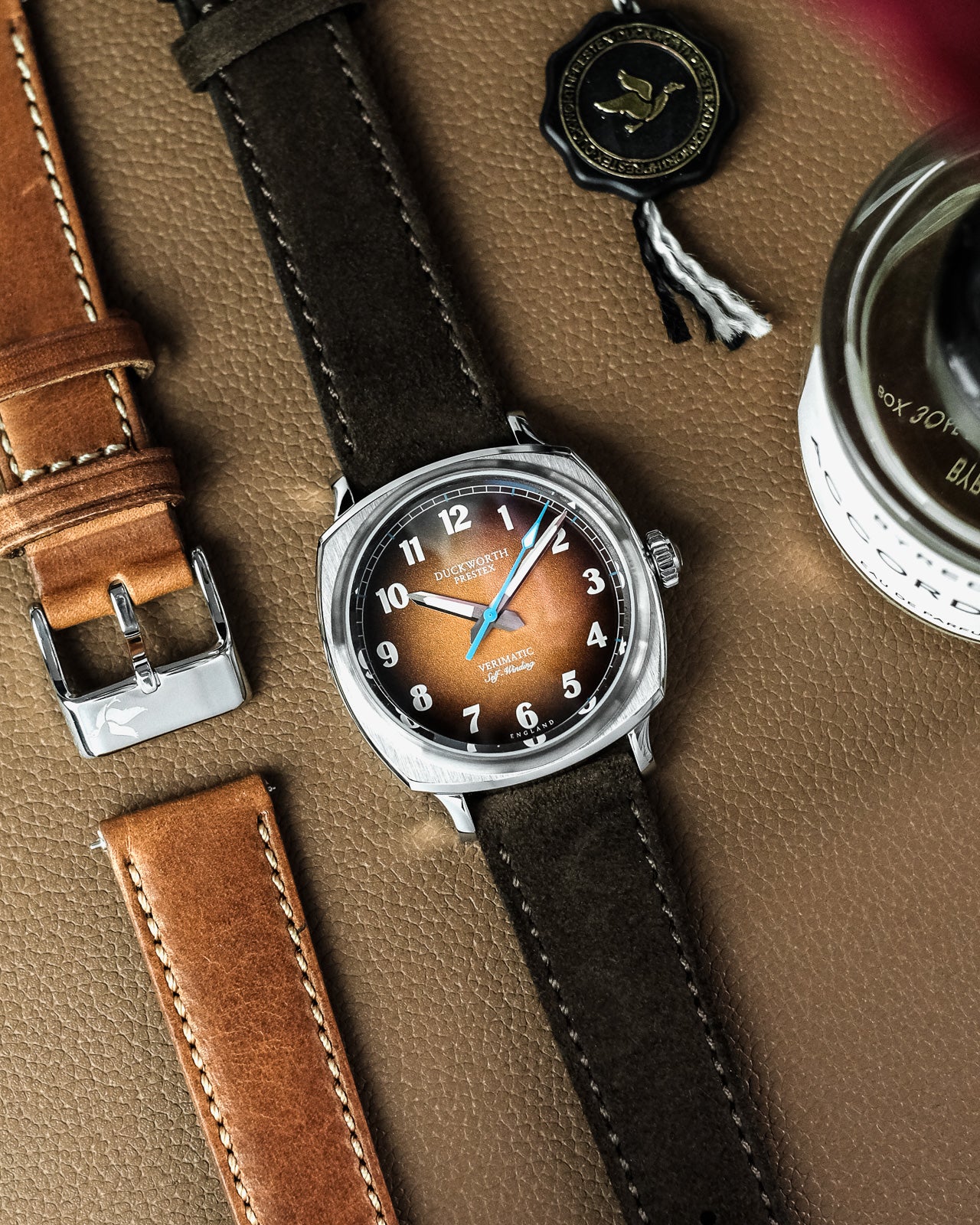 Duckworth Prestex Verimatic Orange Fume Brown Suede Watch - Image 5