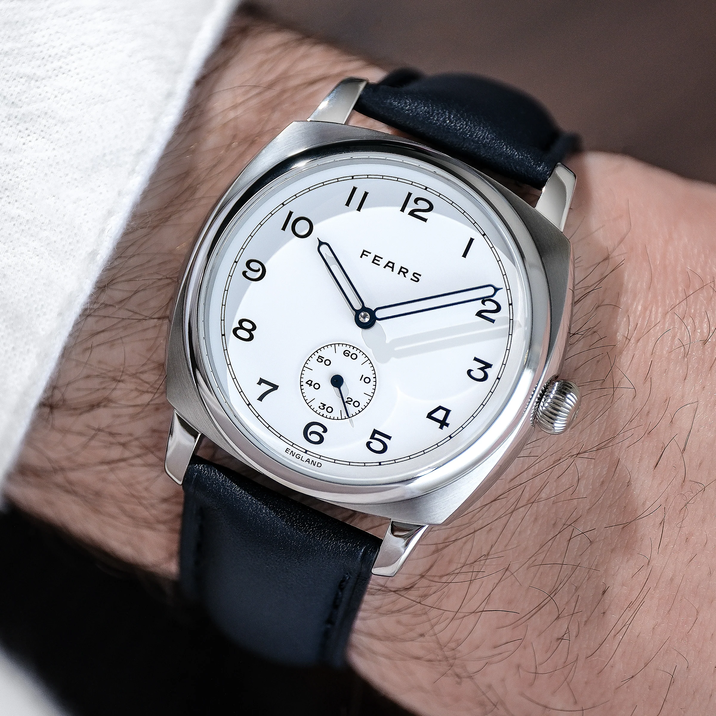 Fears Brunswick 38 Polar White Leather Strap Watch - Image 3