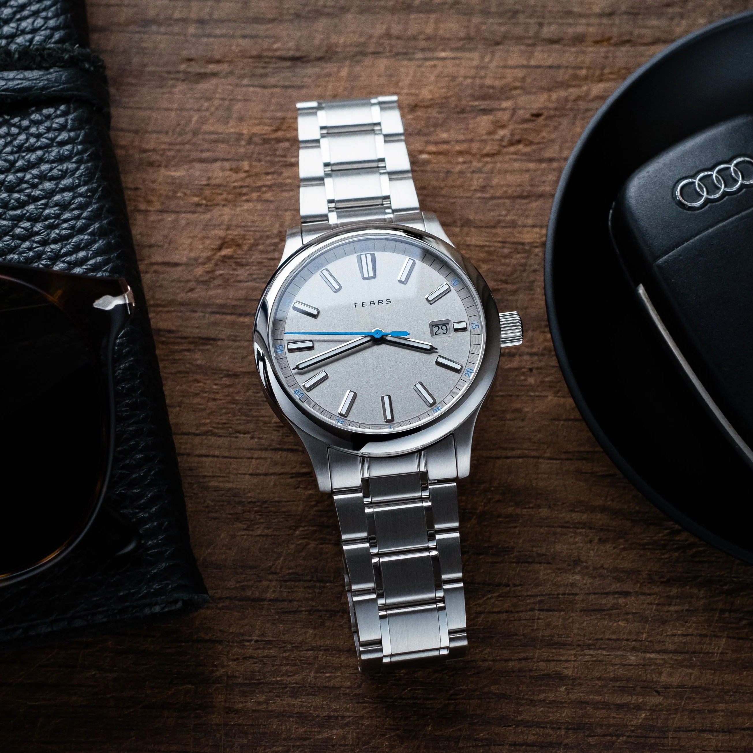 Fears Redcliff 39.5 Date Pewter Grey Bracelet Watch - Image 3