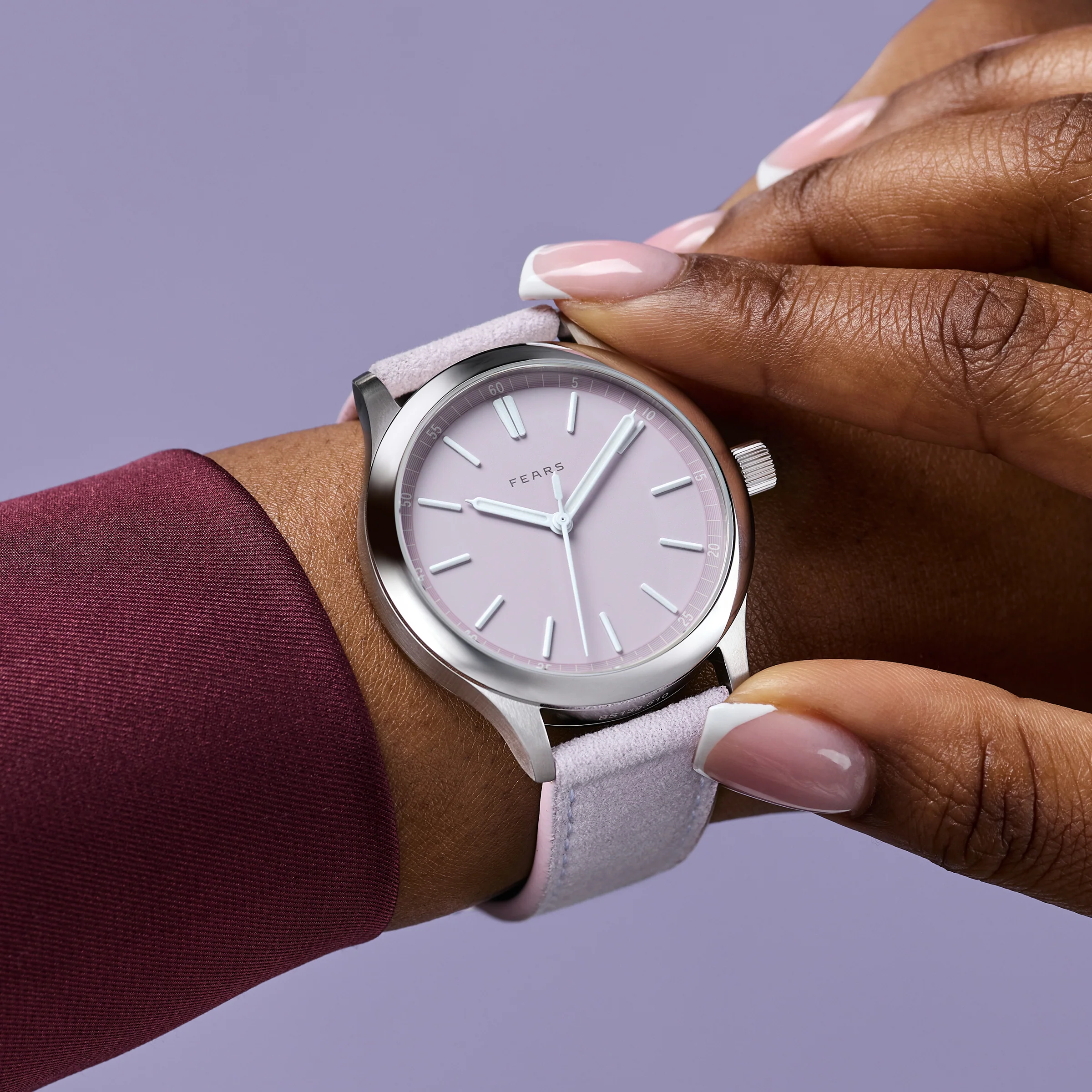 Fears Redcliff 39.5 Pale Lilac Alcantara Watch - Image 3