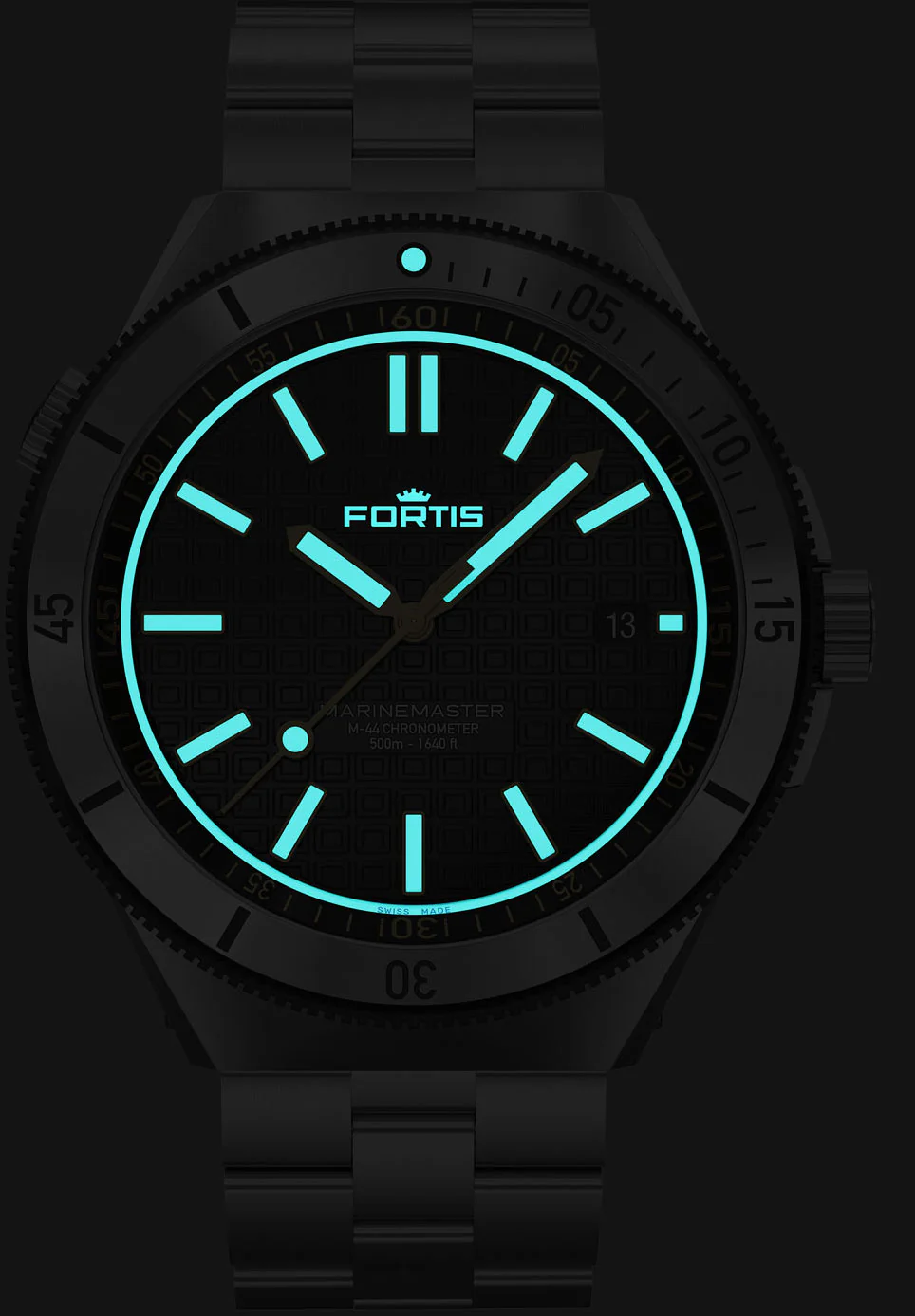Fortis Marinemaster M 44 Black Resin Bracelet Watch - Image 2