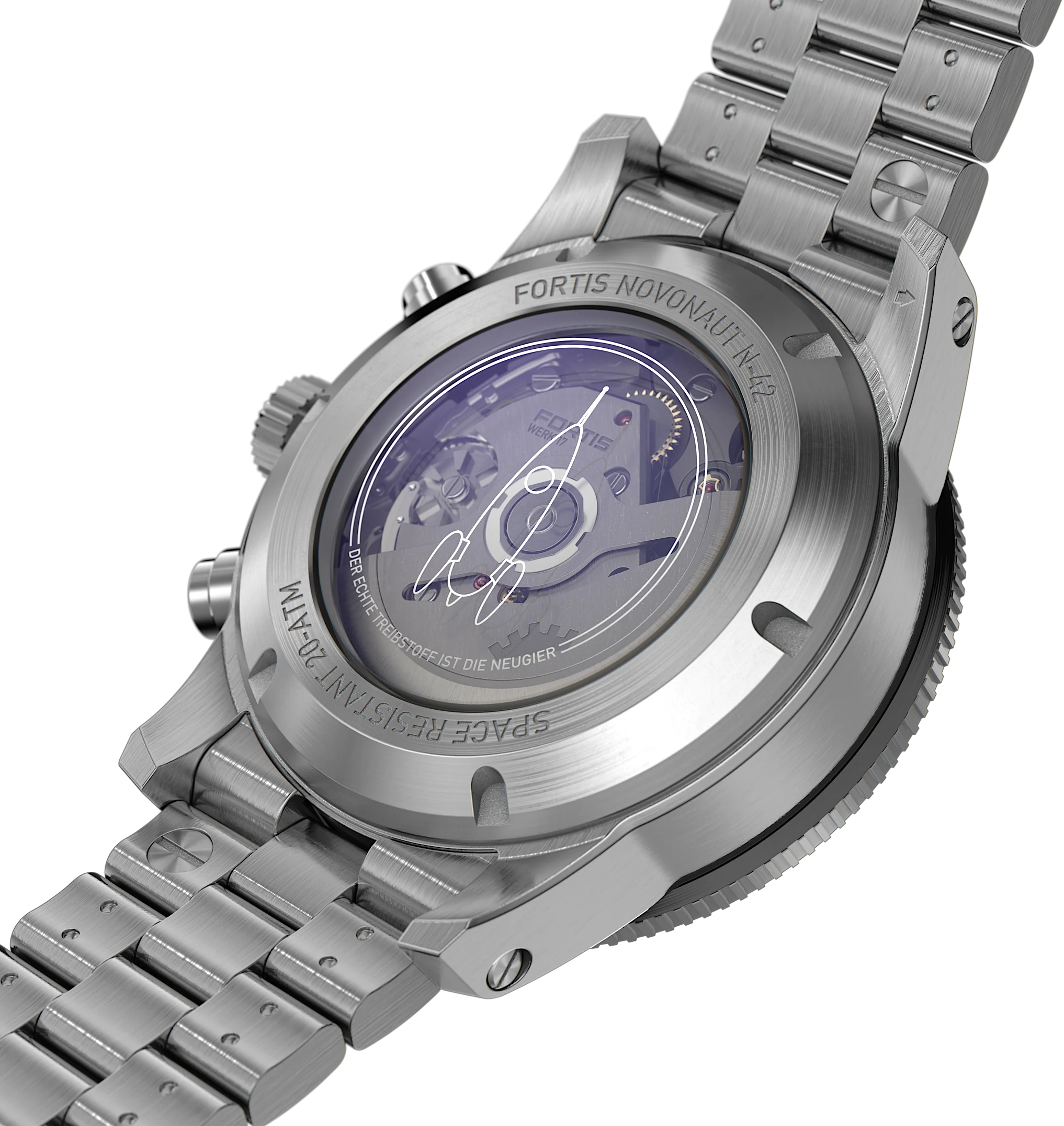 Fortis Novonaut N-42 Cobalt Blue Edition Bracelet Watch - Image 3