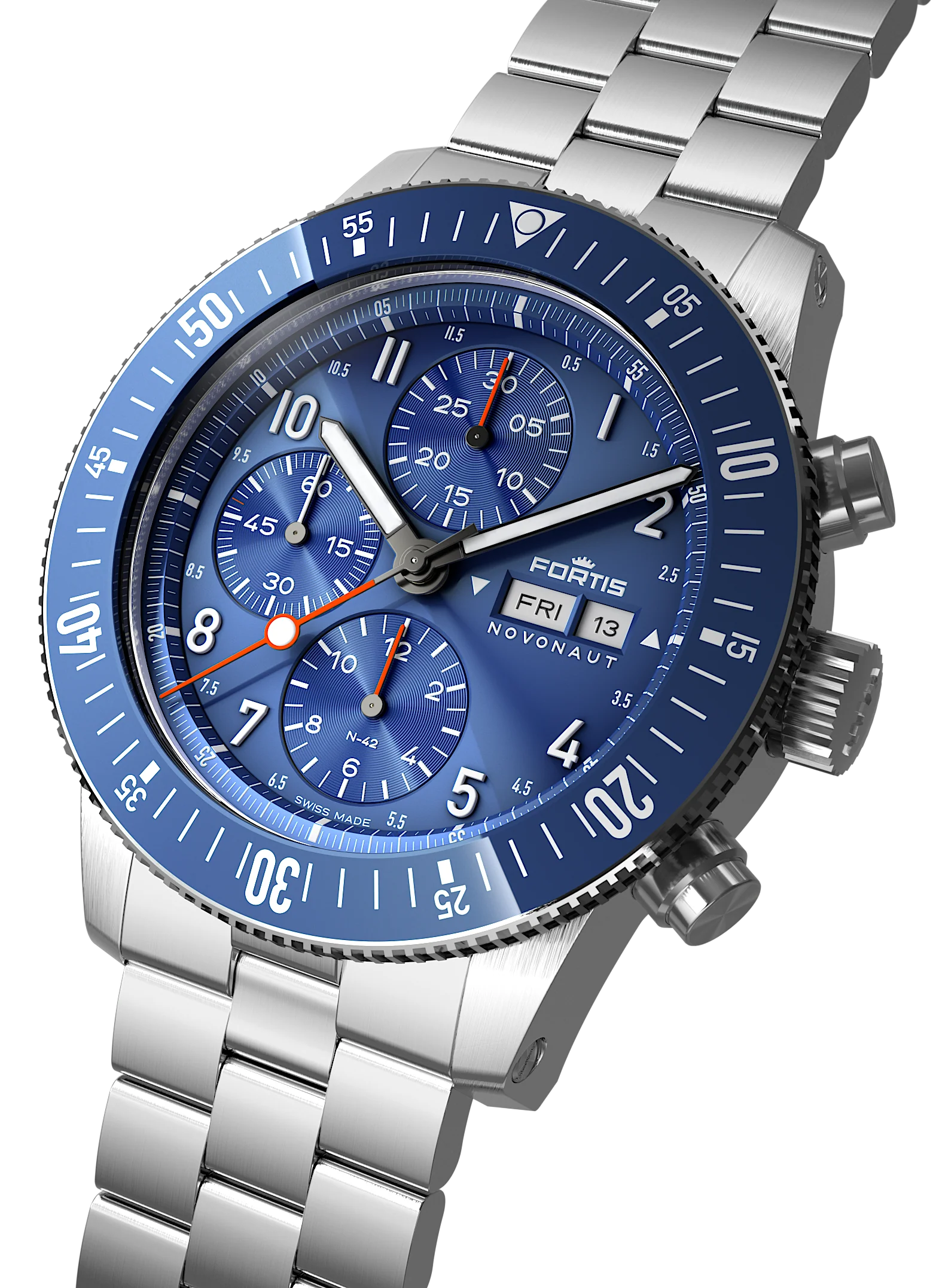 Fortis Novonaut N-42 Cobalt Blue Edition Bracelet Watch - Image 4