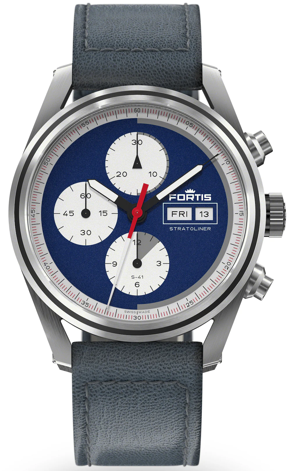 Fortis Stratoliner Blue Japan Aviator Strap Watch