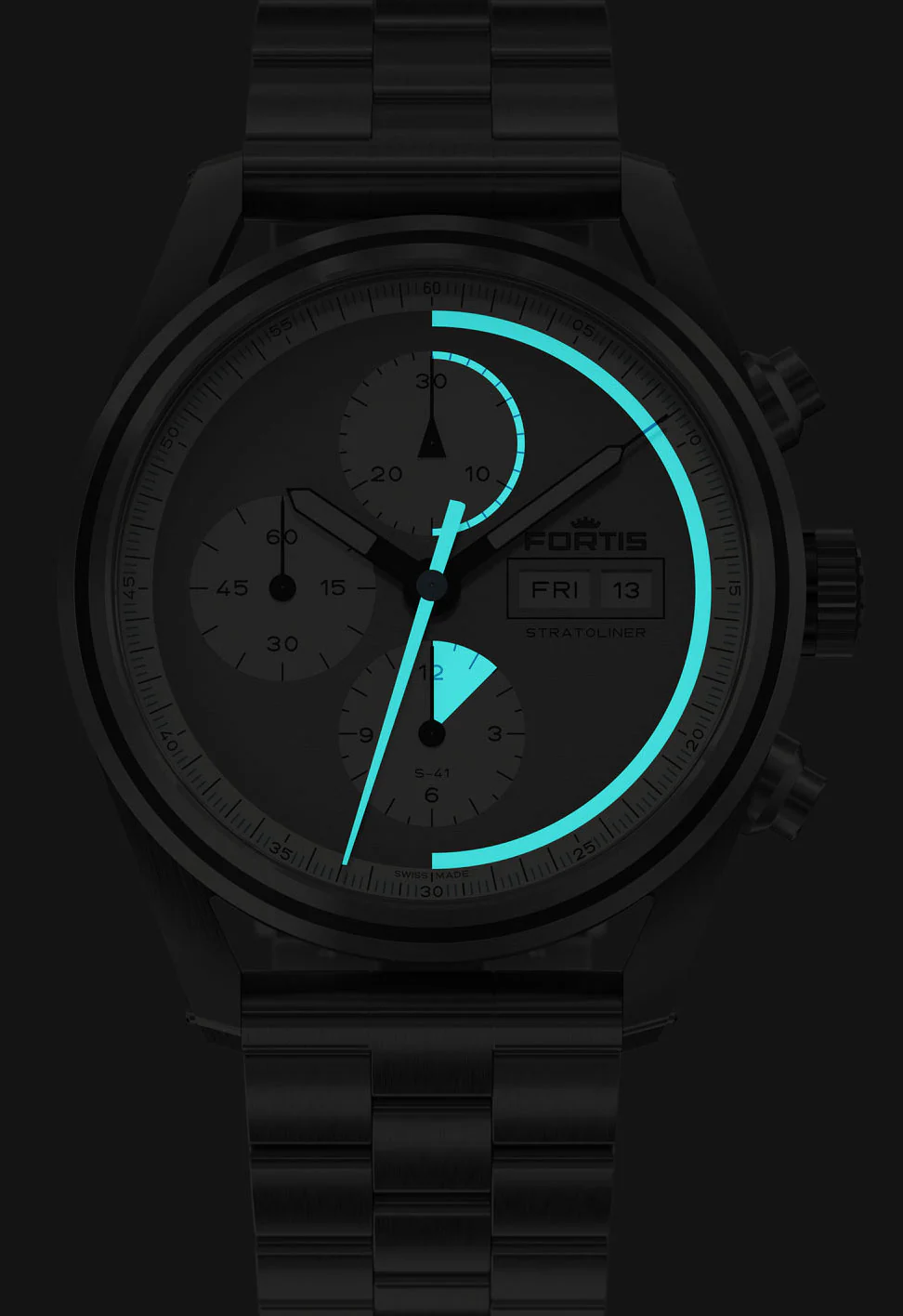 Fortis Stratoliner Cool Grey Bracelet Watch - Image 4