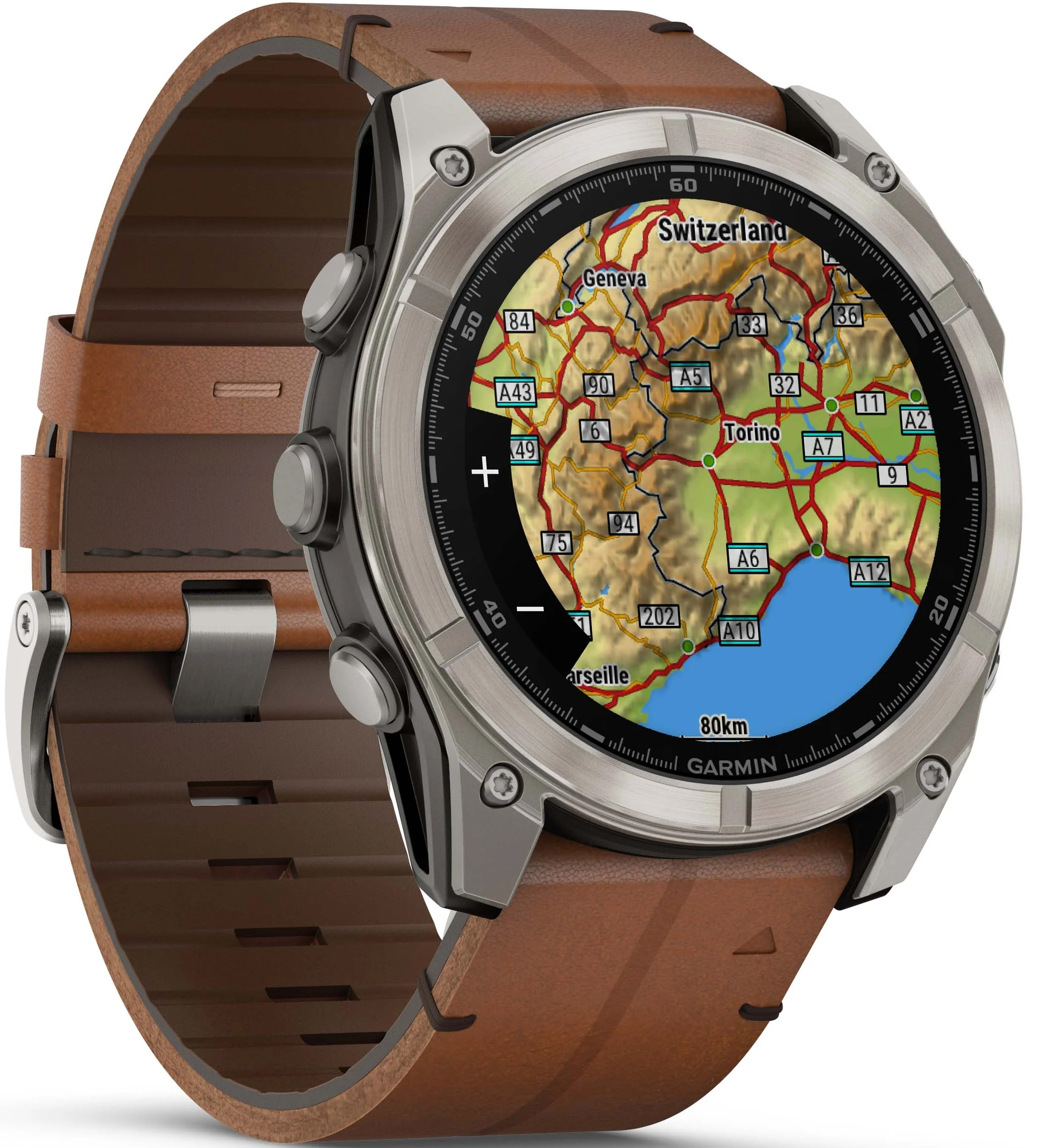 Garmin Fenix 8 51mm Sapphire AMOLED Titanium Chestnut Leather Band Watch - Image 8