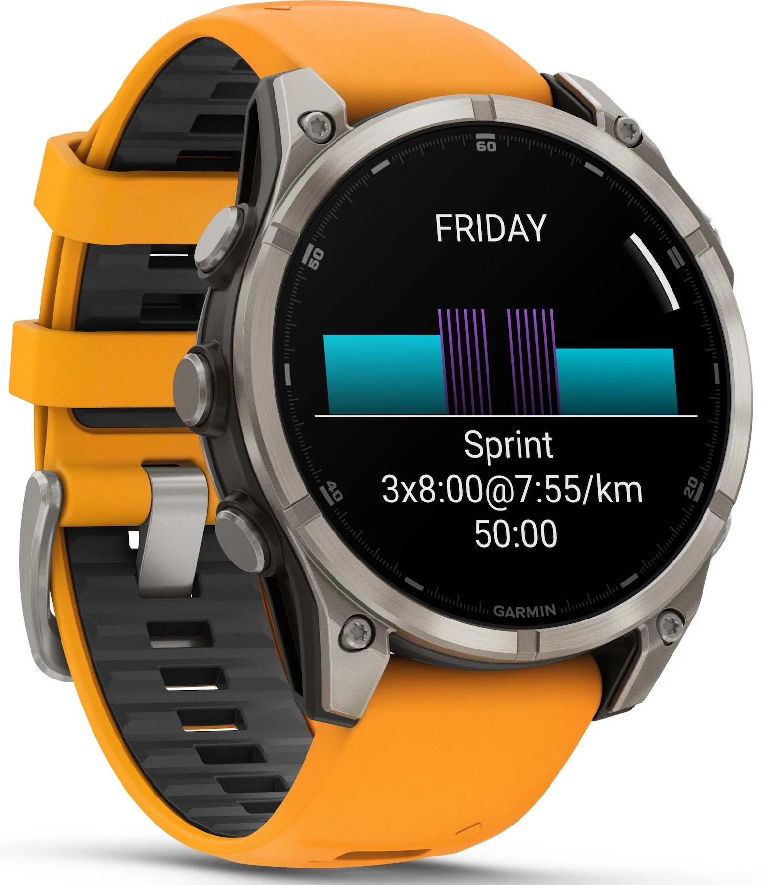Garmin Fenix 8 47mm Sapphire AMOLED Titanium Spark Orange Graphite Silicone Watch - Image 9