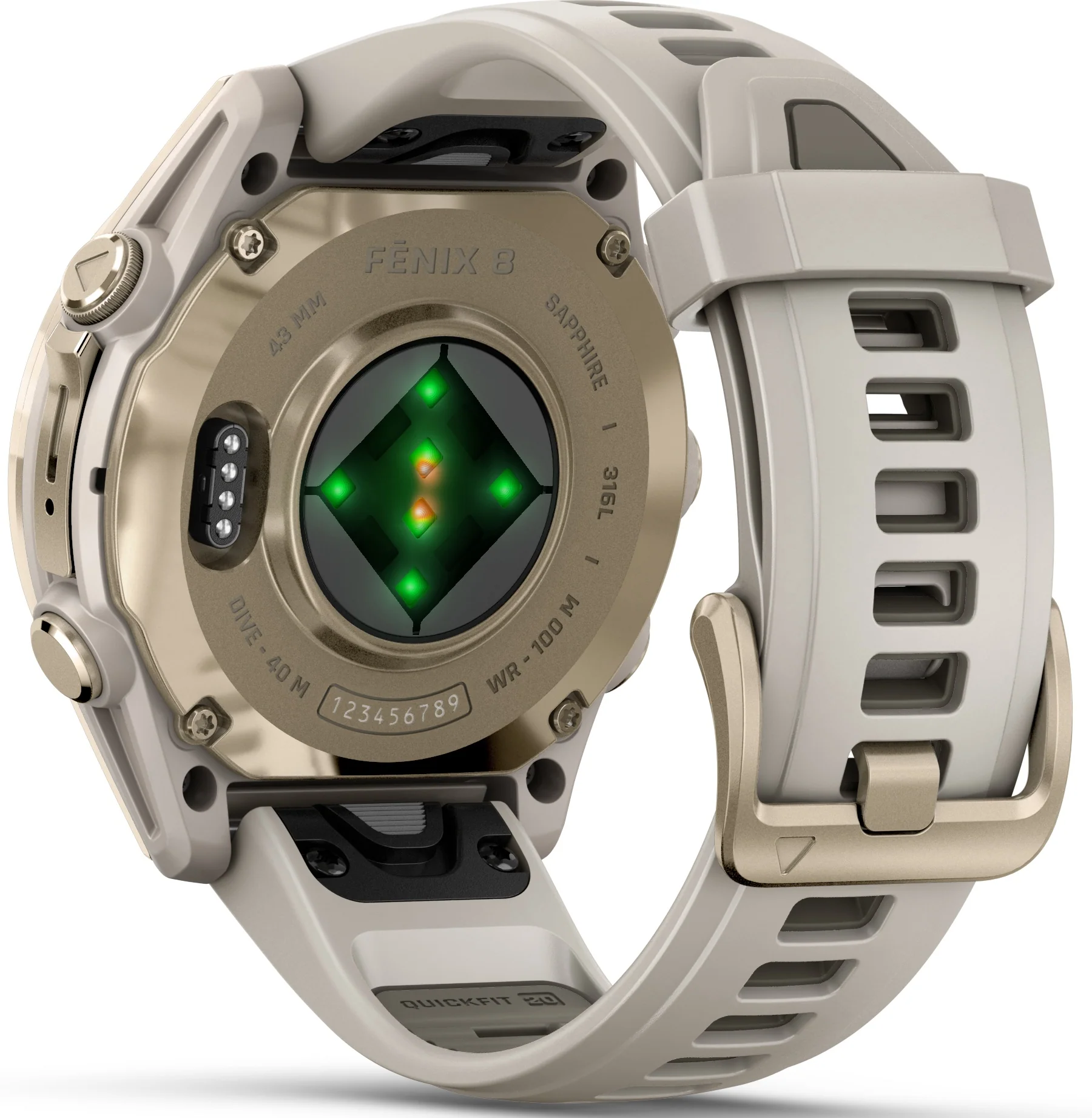 Garmin Fenix 8 43mm Sapphire AMOLED Soft Gold Fog Grey Watch - Image 2
