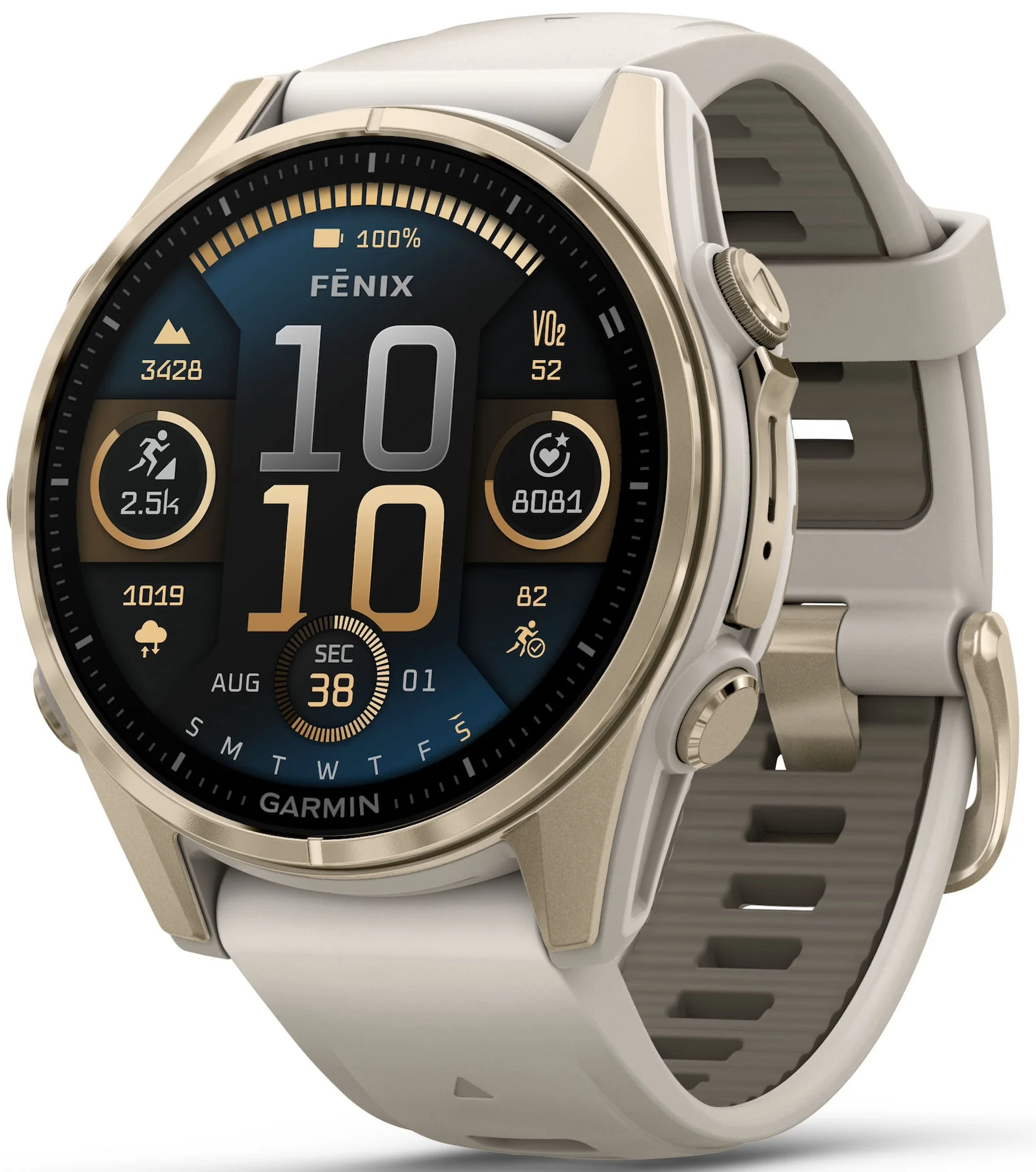 Garmin Fenix 8 43mm Sapphire AMOLED Soft Gold Fog Grey Watch - Image 3