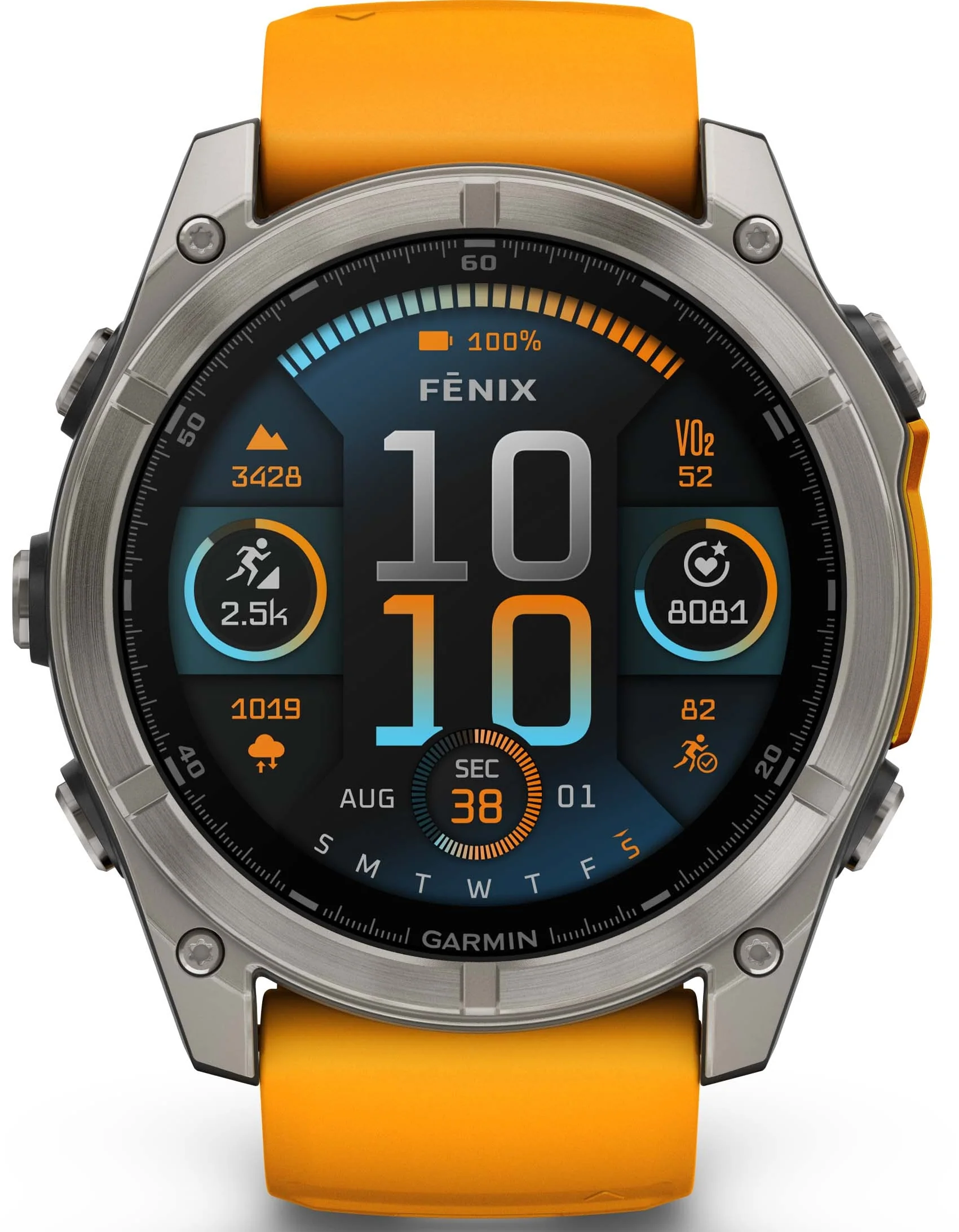 Garmin Fenix 8 51mm Sapphire AMOLED Graphite Spark Orange Titanium Silicone Watch - Image 5