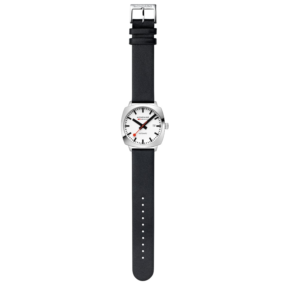 Mondaine Cushion Automatic White Watch - Image 9