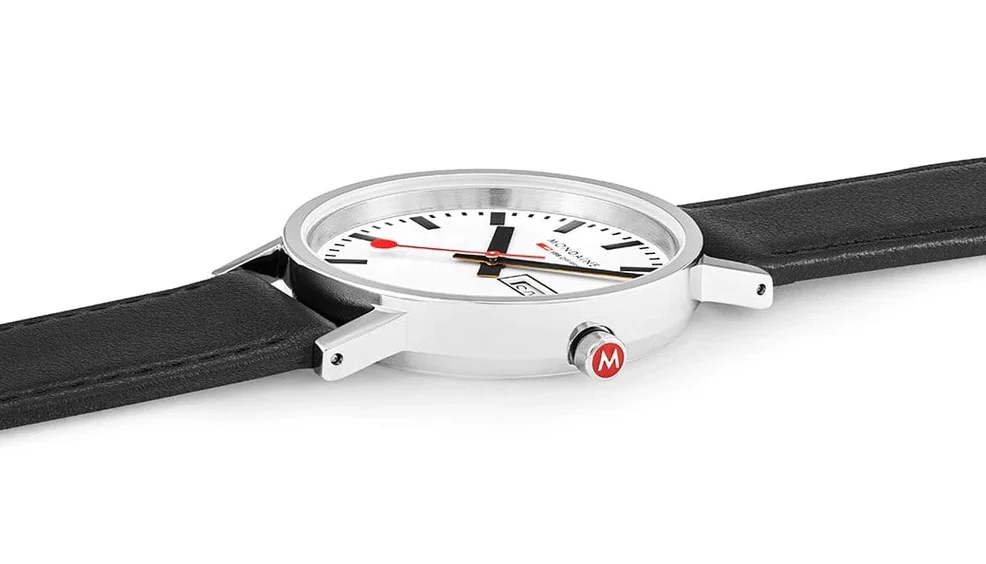 Mondaine Classic Day Date Vegan Grape Leather Watch - Image 3