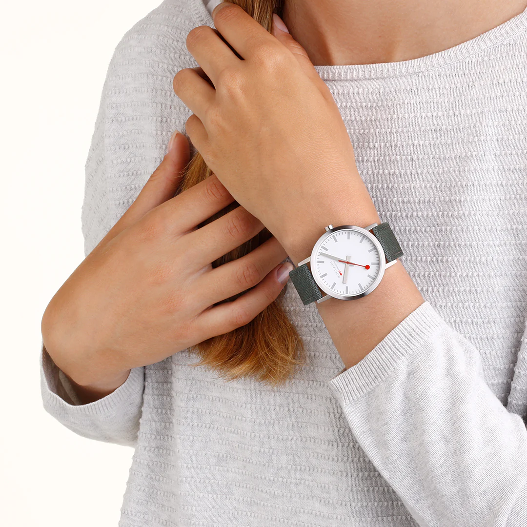 Mondaine Classic Park Green Textile Watch - Image 6