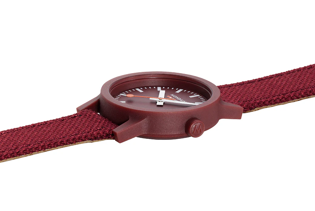 Mondaine Essence Dark Cherry Textile Watch - Image 4