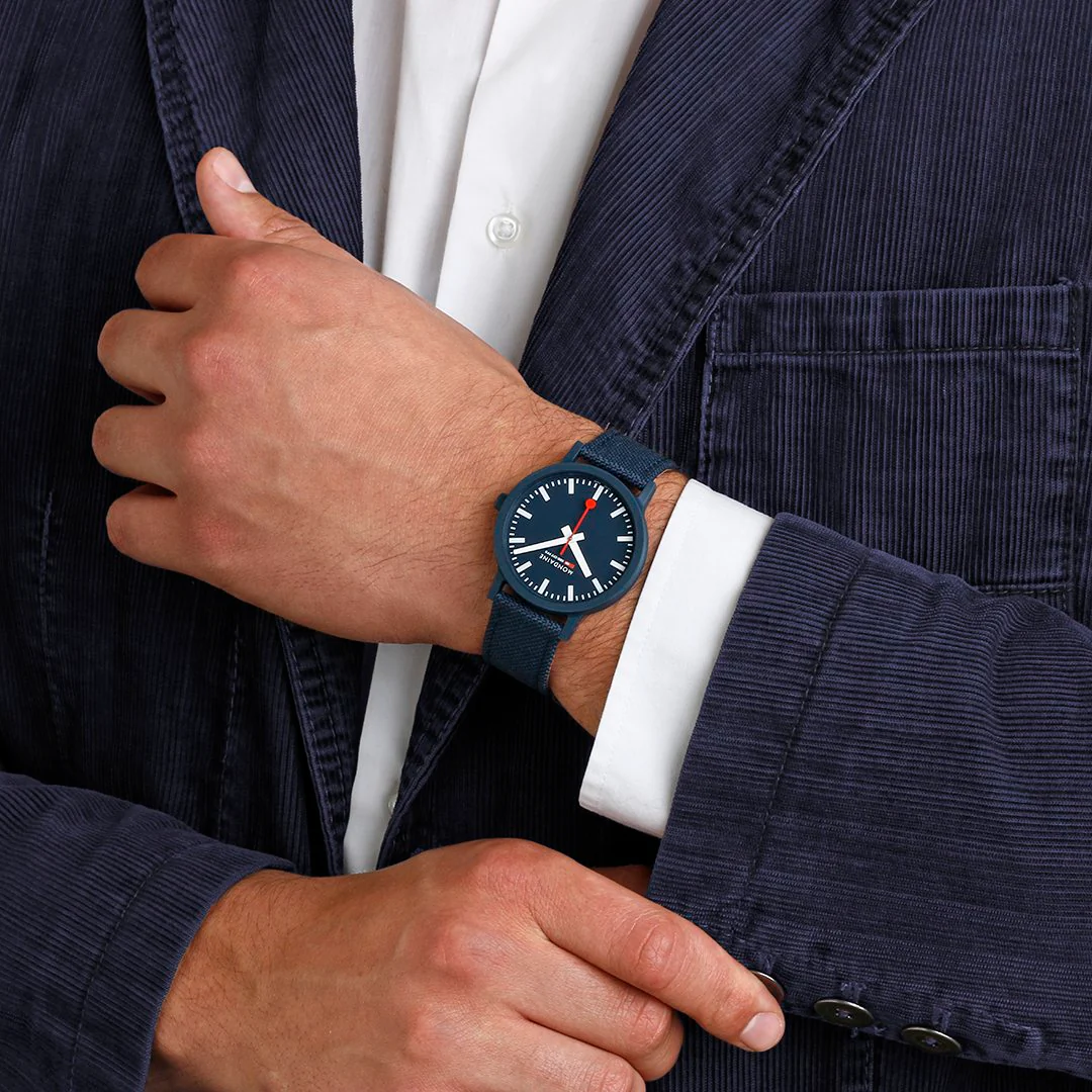 Mondaine Essence Deep Ocean Blue Textile Watch - Image 7