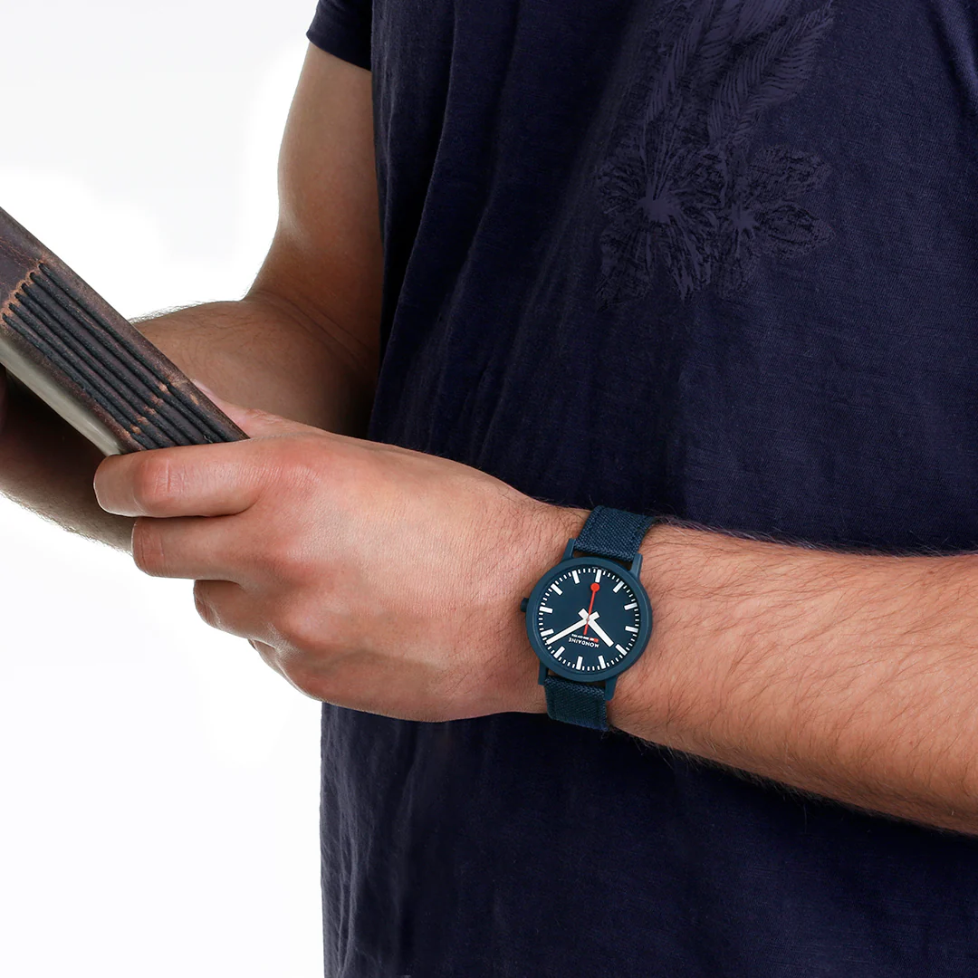 Mondaine Essence Deep Ocean Blue Textile Watch - Image 8