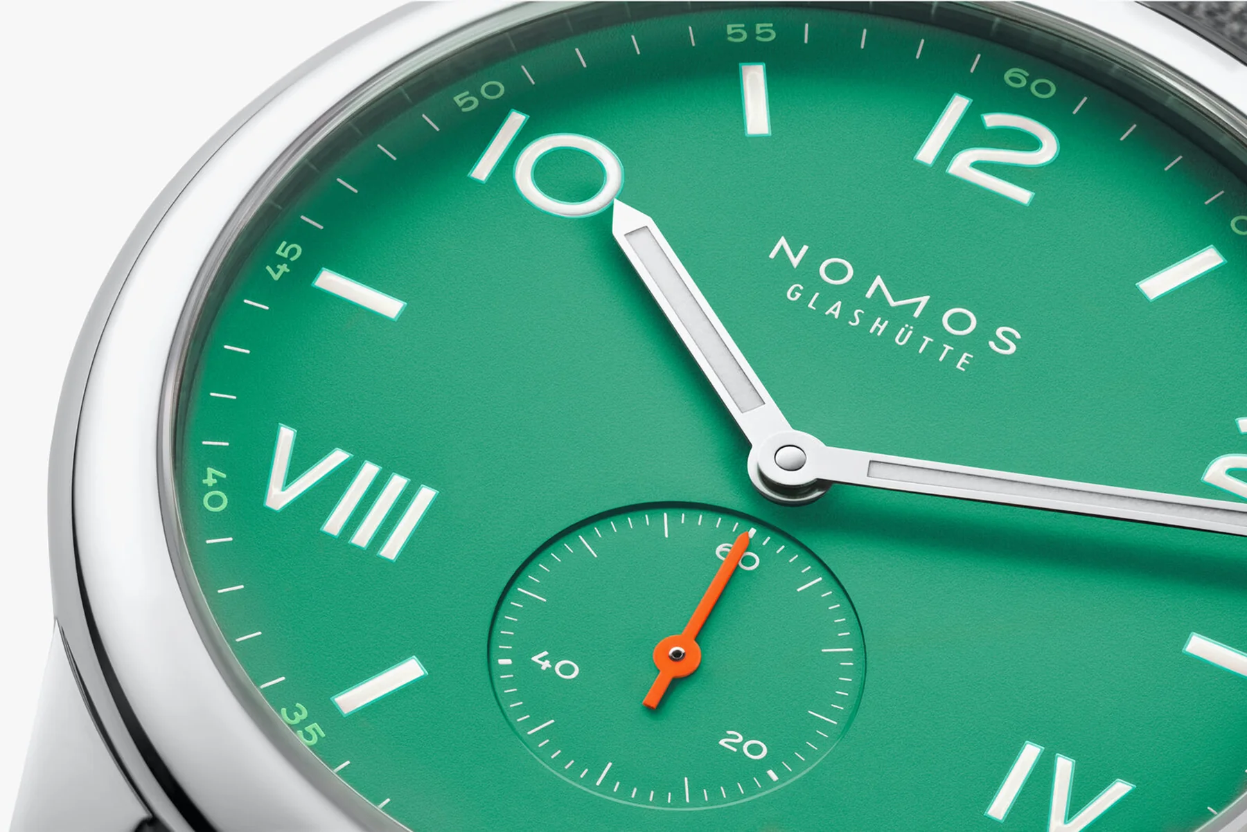Nomos Glashutte Club Campus 38 Electric Green Sapphire Crystal Watch - Image 4