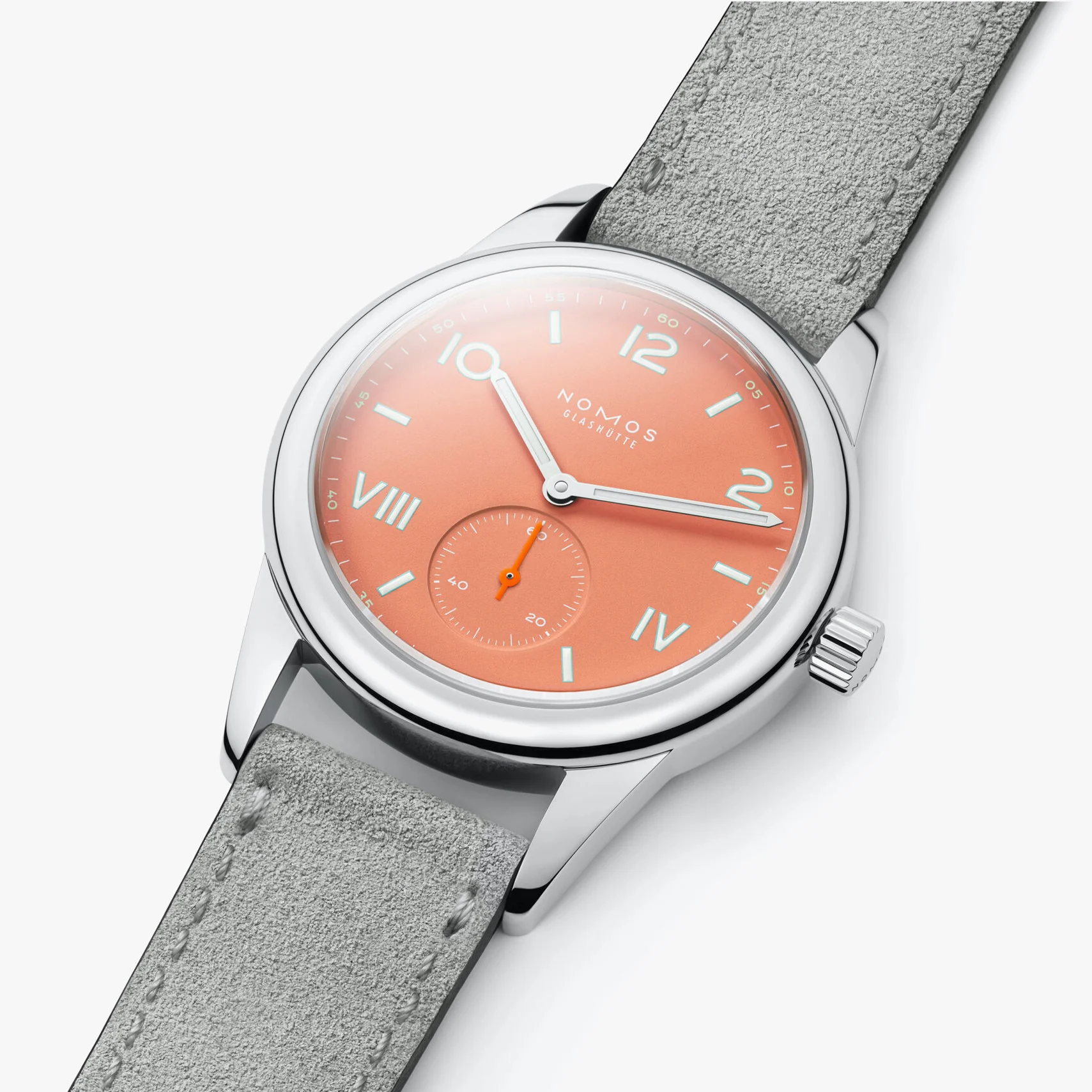 Nomos Glashutte Club Campus Cream Coral Sapphire Crystal Watch - Image 5