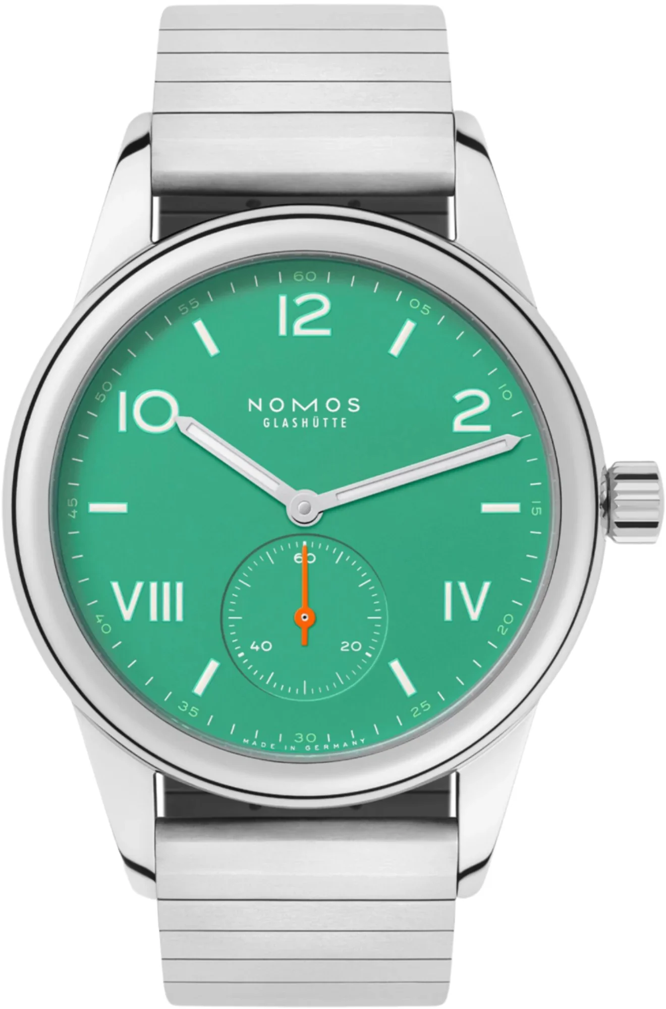 Nomos Glashutte Club Campus Electric Green Sapphire Crystal Watch