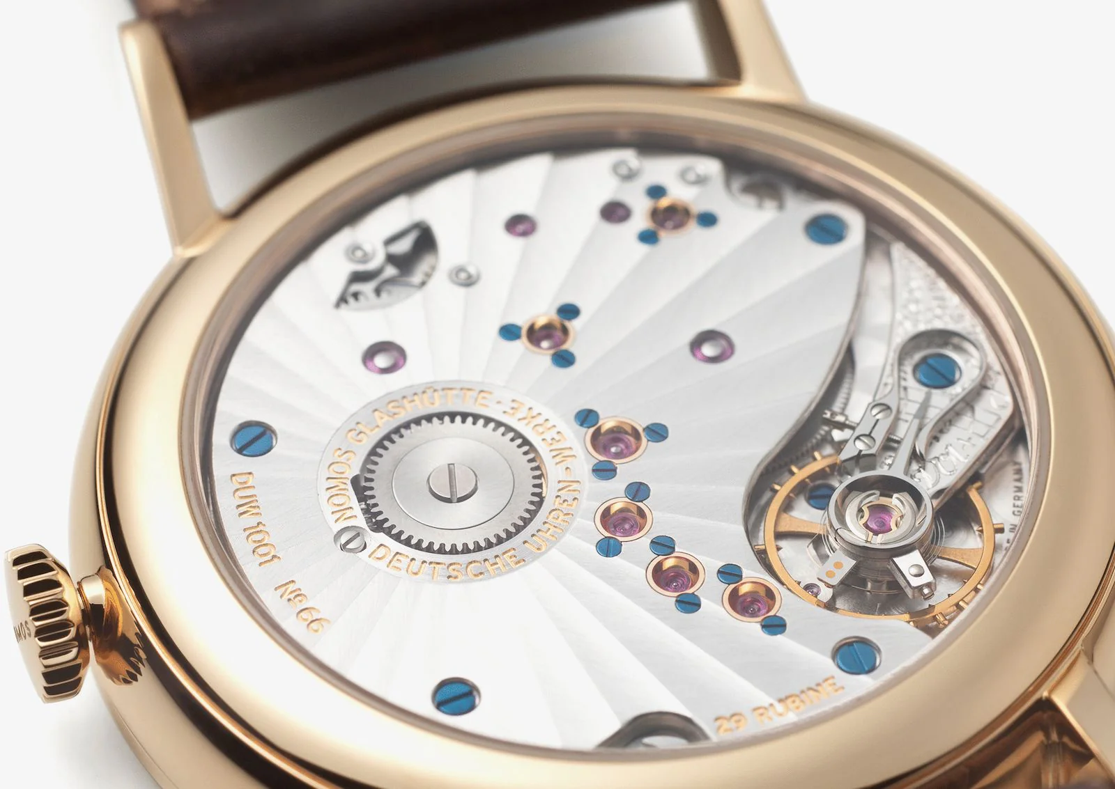 Nomos Glashutte Watch Lambda Rose Gold Sapphire Crystal - Image 6
