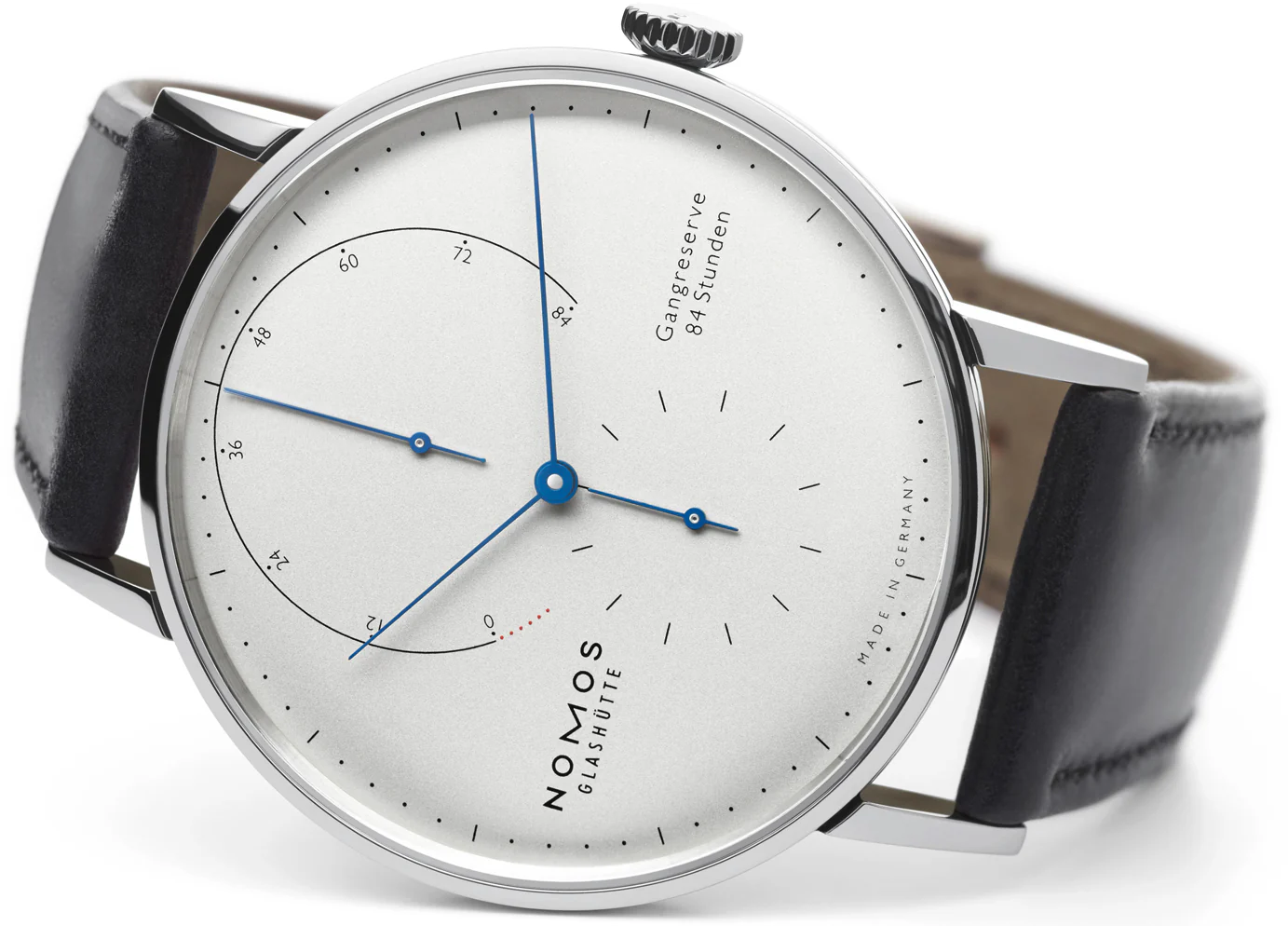 Nomos Glashutte Watch Lambda White Gold Zeiger Geblaut Sapphire Crystal - Image 3