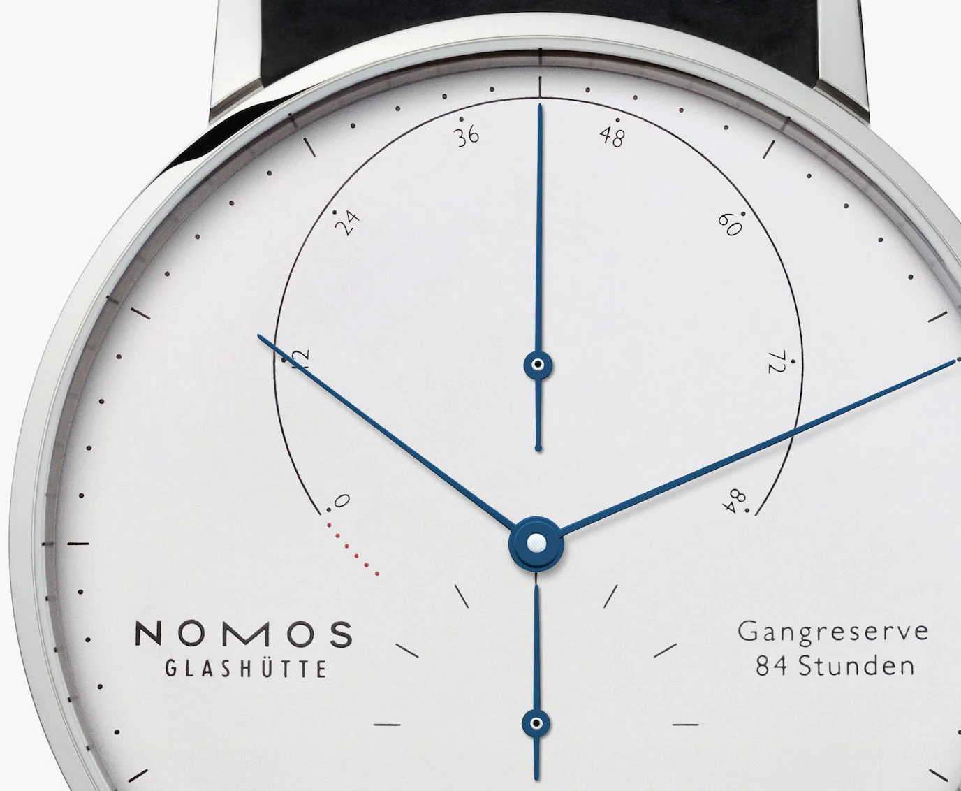 Nomos Glashutte Watch Lambda White Gold Zeiger Geblaut Sapphire Crystal - Image 5