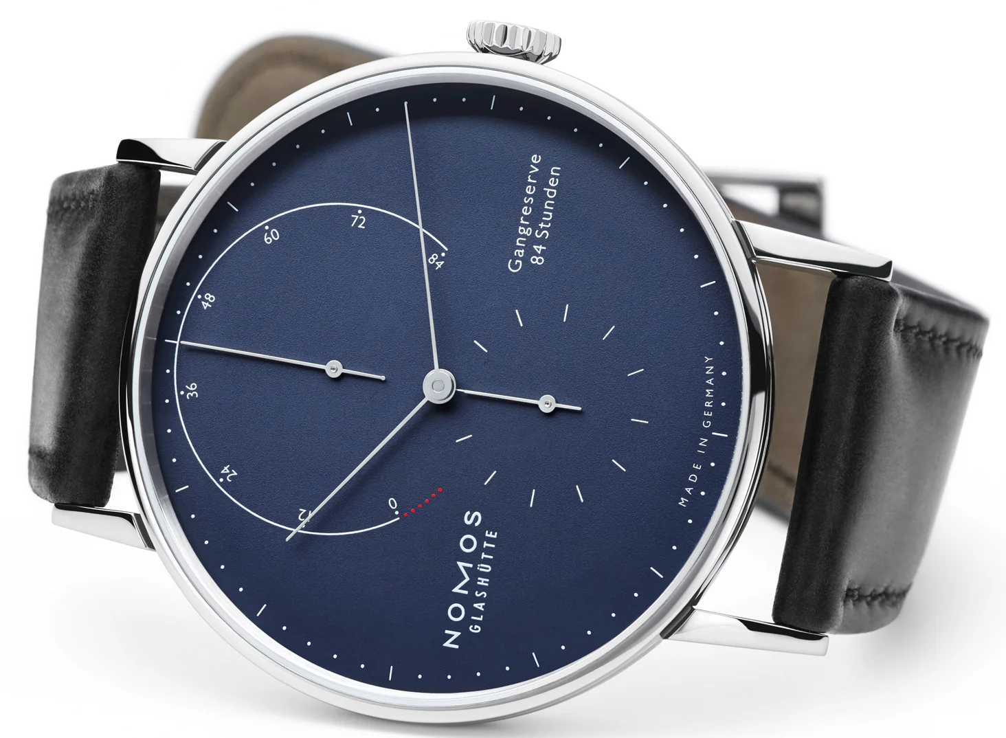 Nomos Glashutte Watch Lambda White Gold Deep Blue Sapphire Crystal - Image 3