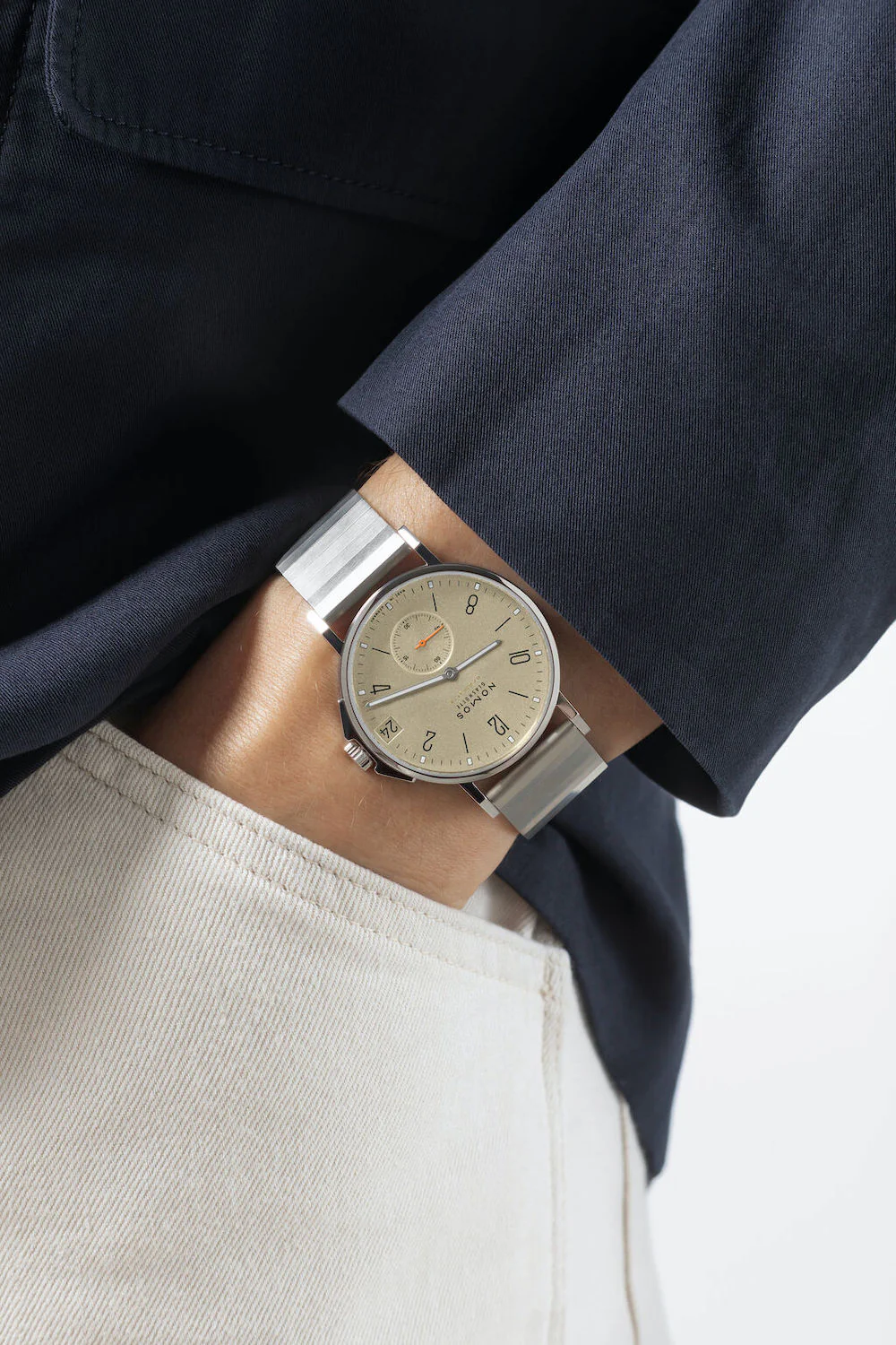 Nomos Glashutte Ahoi Neomatik 38 Date Sand Steel Back Watch - Image 8