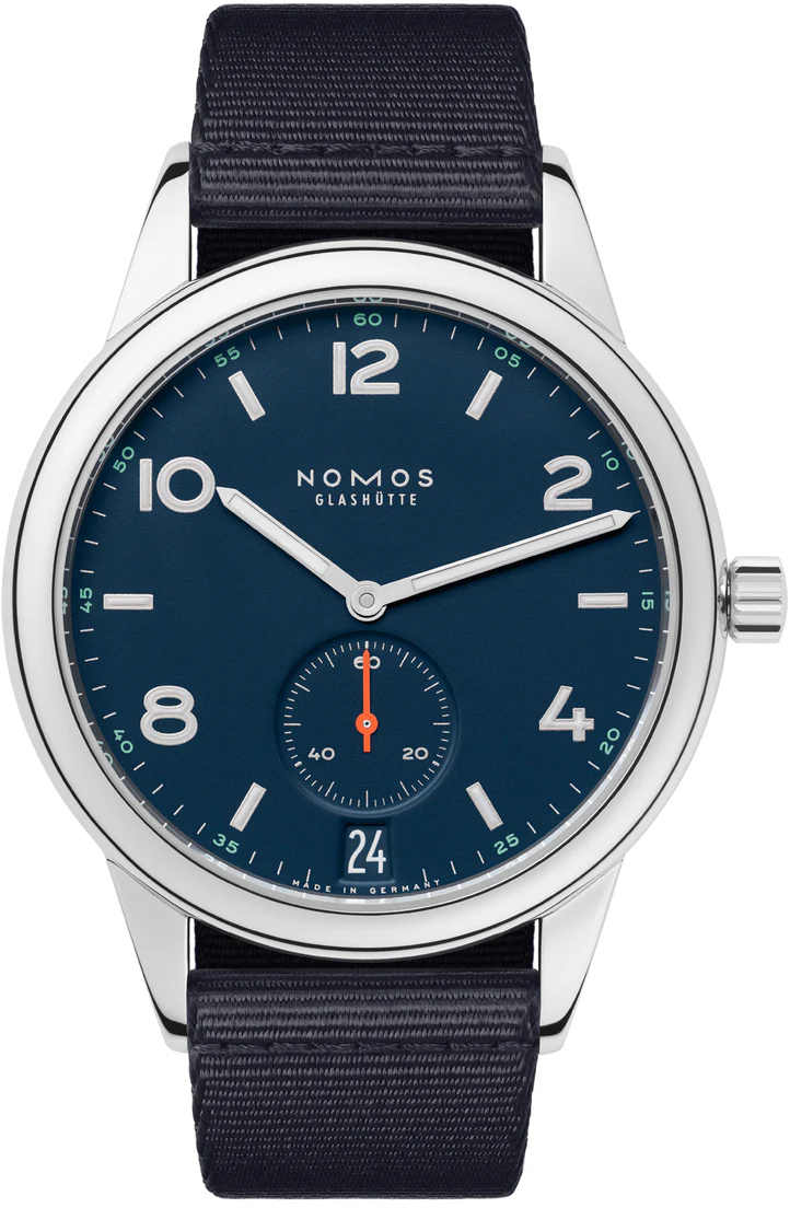 Nomos Glashutte Club Automat Datum Atlantik Sapphire Crystal Watch
