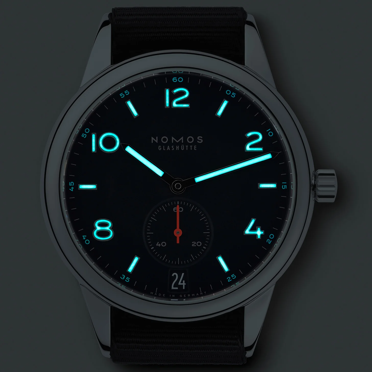 Nomos Glashutte Club Automat Datum Atlantik Sapphire Crystal Watch - Image 3