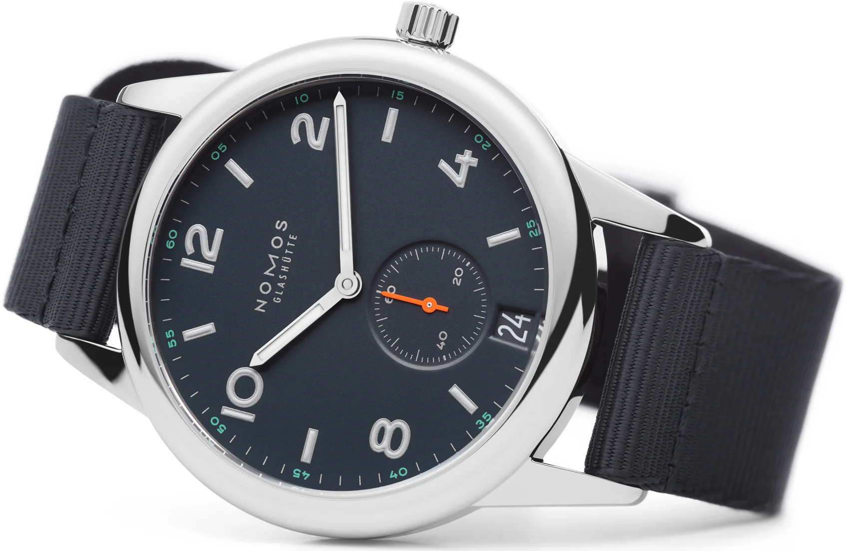 Nomos Glashutte Club Automat Datum Atlantik Sapphire Crystal Watch - Image 4