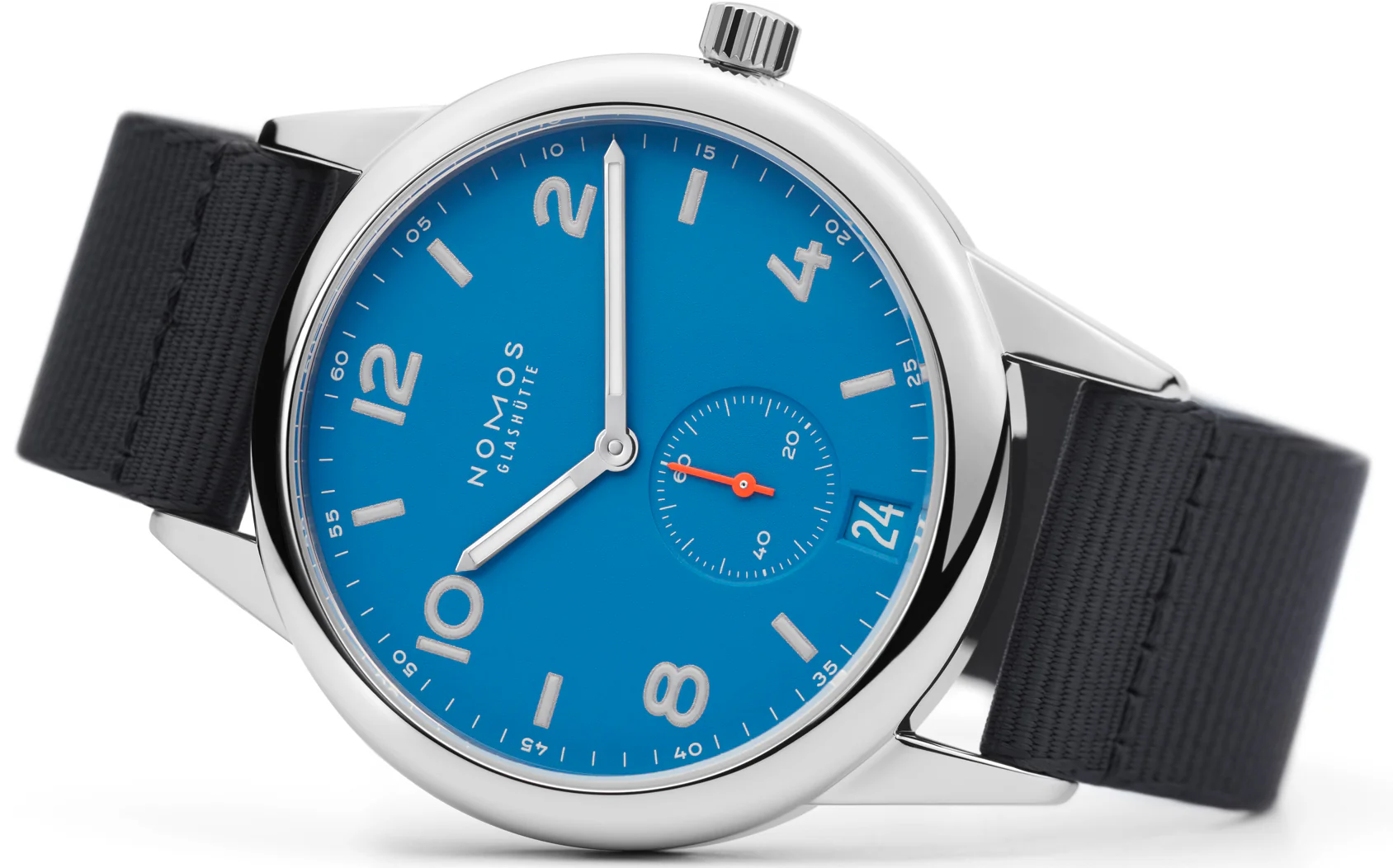 Nomos Glashutte Club Automat Datum Signalblau Sapphire Crystal Watch - Image 3