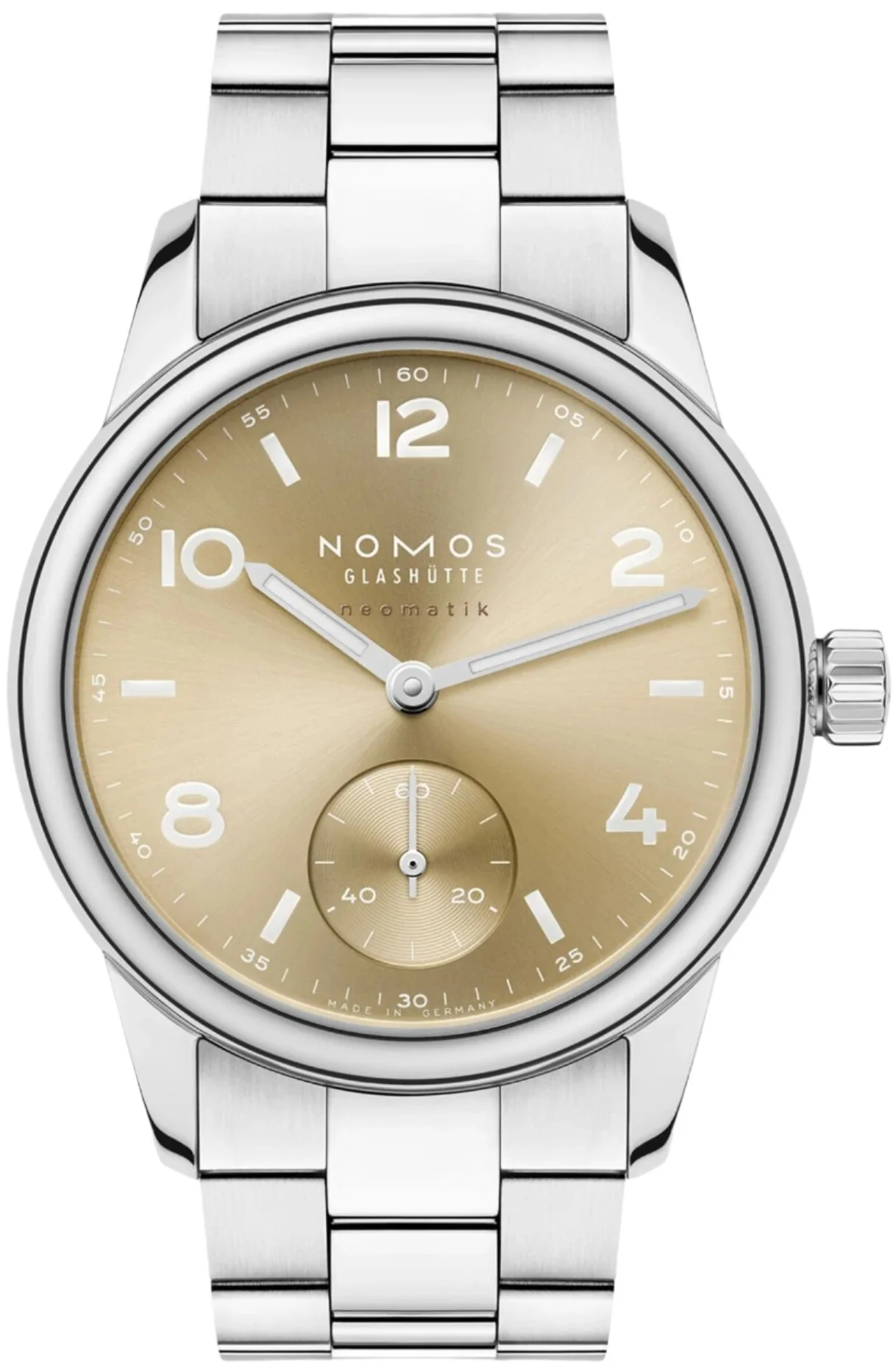 Nomos Glashutte Club Sport Neomatik 34 Gold Sapphire Glass Watch